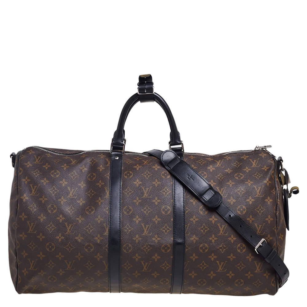 AUTHENTIC LOUIS VUITTON MONOGRAM KEEPALL 55 BAG DUFFEL BROWN CANVAS BOSTON