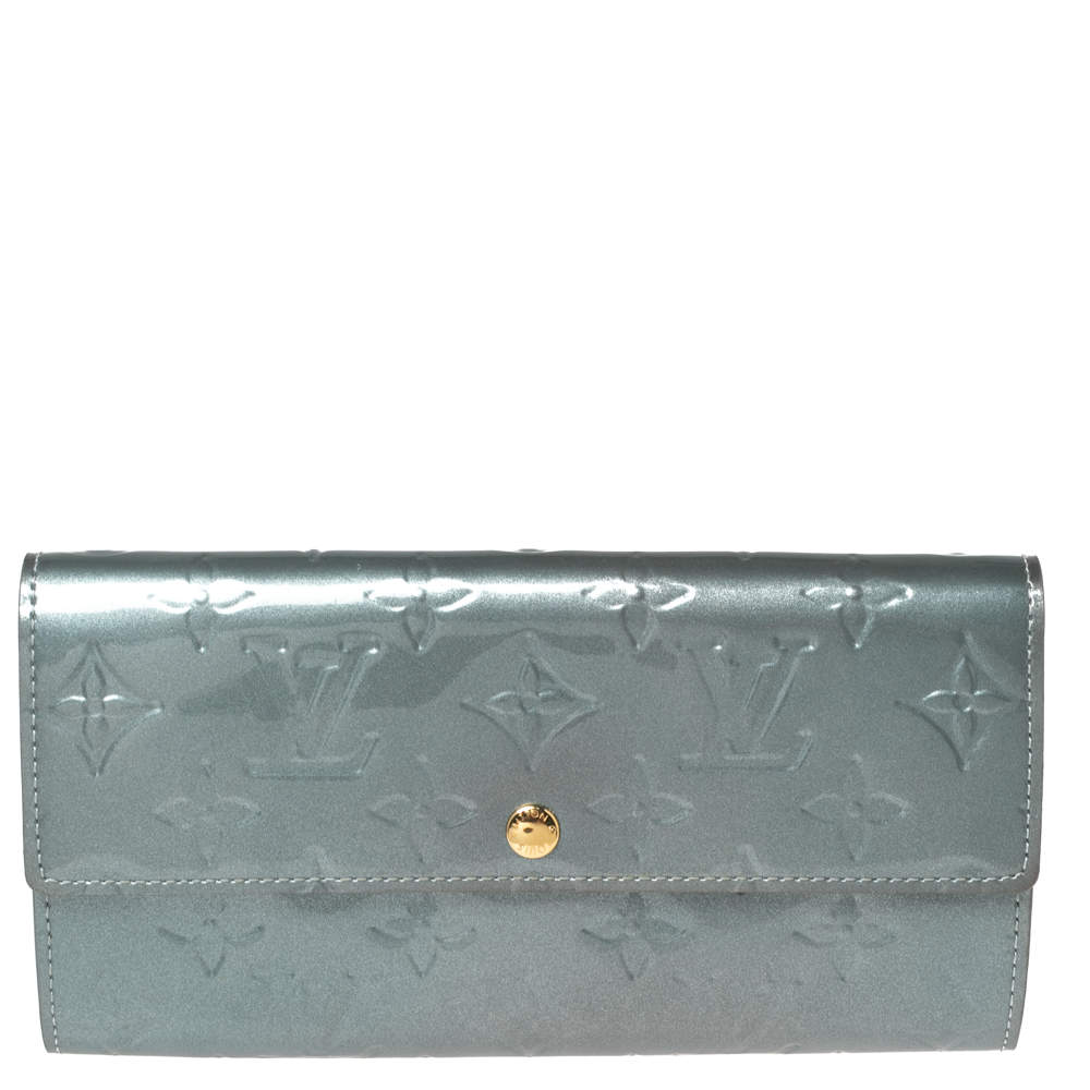 Pre Owned Louis Vuitton Givre Monogram Vernis Sarah Wallet