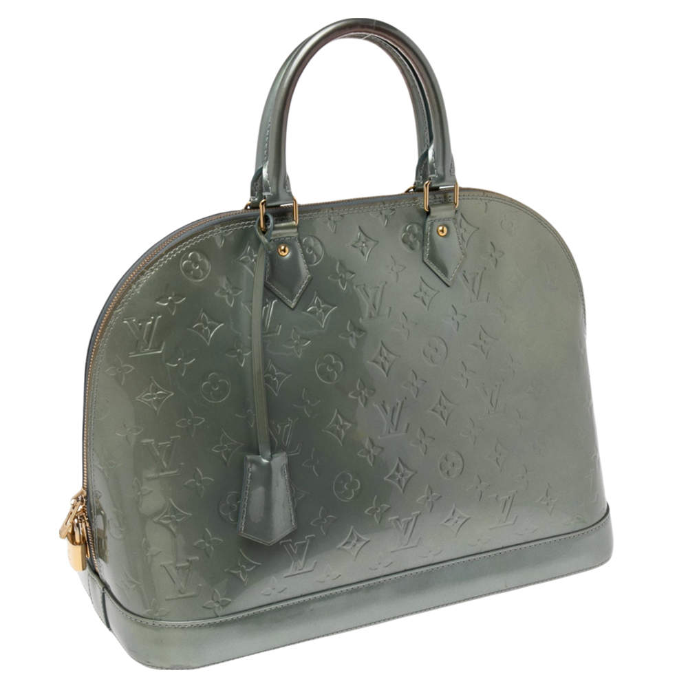 Louis Vuitton Givre Monogram Vernis Alma Mm Grey Leather ref