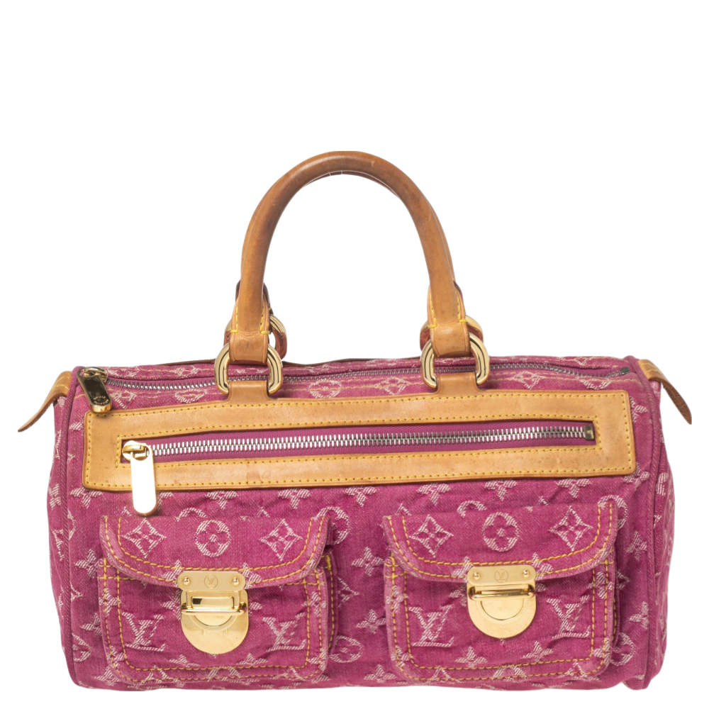 Louis Vuitton, Bags, Louis Vuitton Monogram Denim Neo Speedy Handbag Mini  Boston Bag Fuchsia Pink