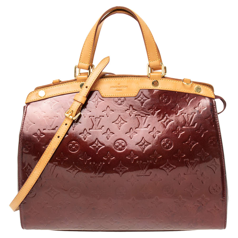 Pre Owned Louis Vuitton Rouge Fauviste Monogram Vernis Brea GM Tote