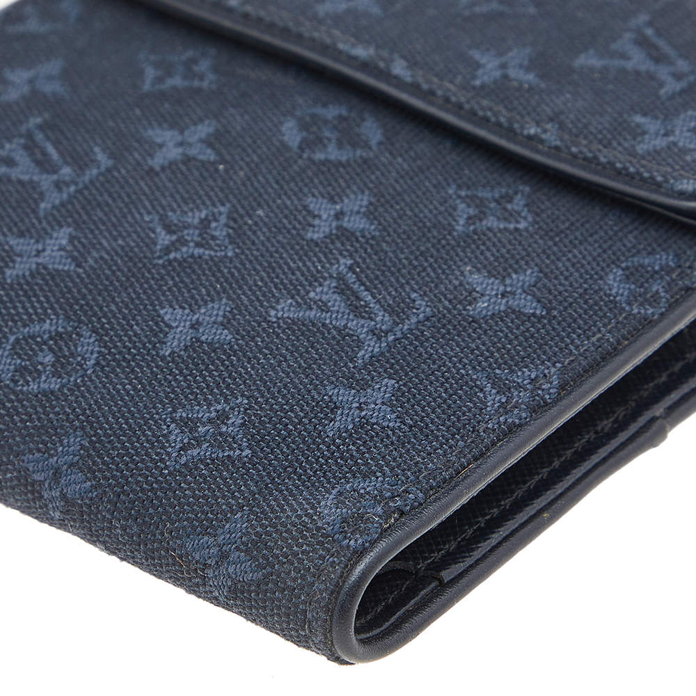 Louis Vuitton Navy Blue Monogram Mini Lin Canvas Compact Wallet Louis  Vuitton