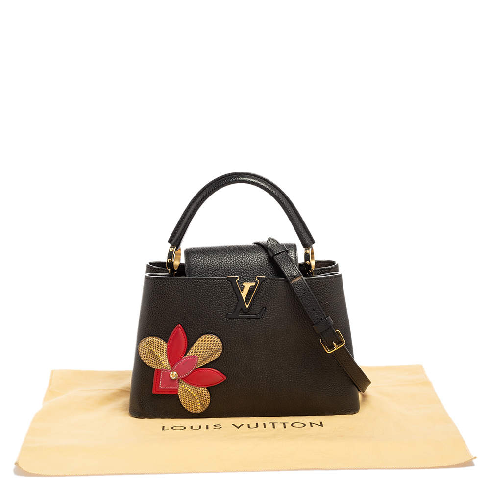 Louis Vuitton Capucines Handbag Beaded Leather Mini Black 3692701