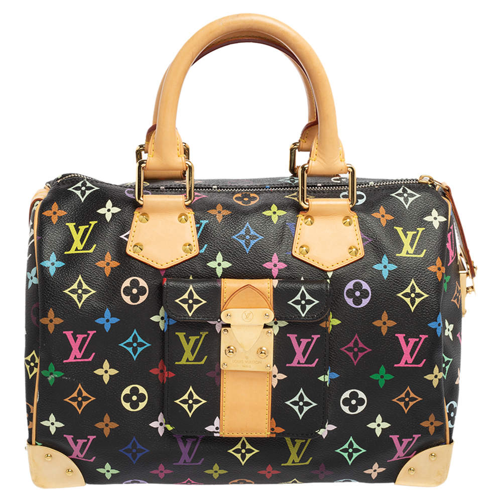 Pre Owned Louis Vuitton Black Monogram Multicolore Canvas Speedy 30 Bag