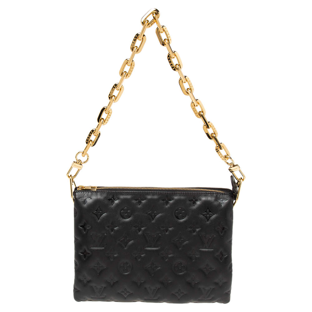 مملوكة مسبقًا Louis Vuitton Black Monogram Embossed Coussin PM Bag