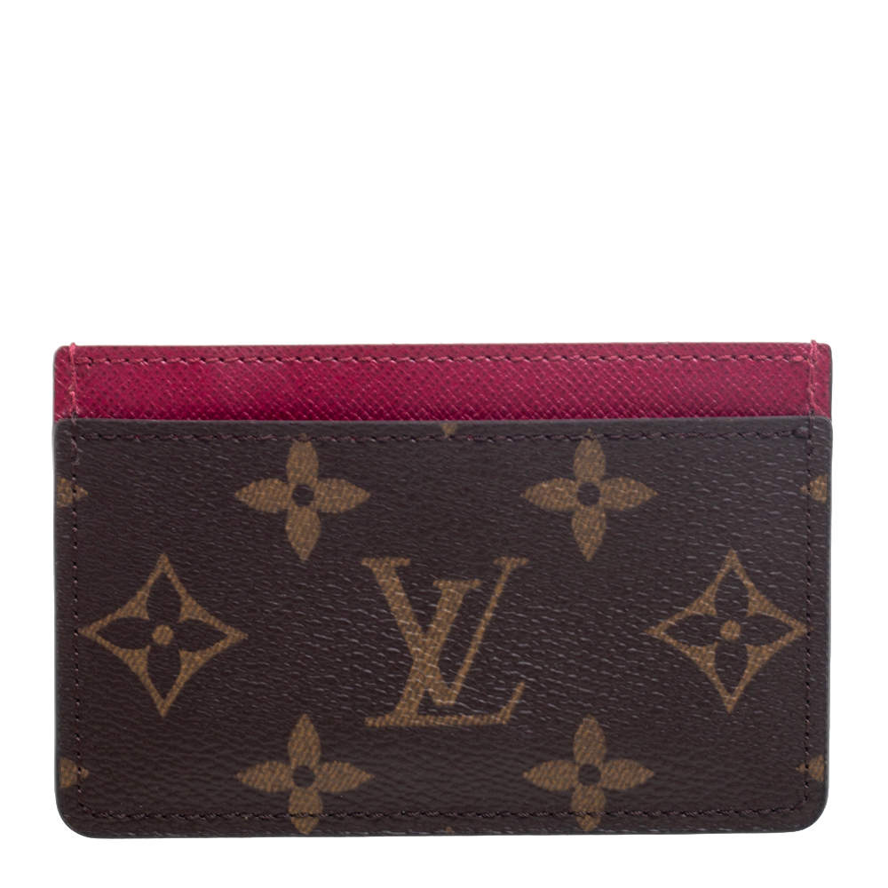 Pre Owned Louis Vuitton Fuchsia Monogram Canvas Card Holder