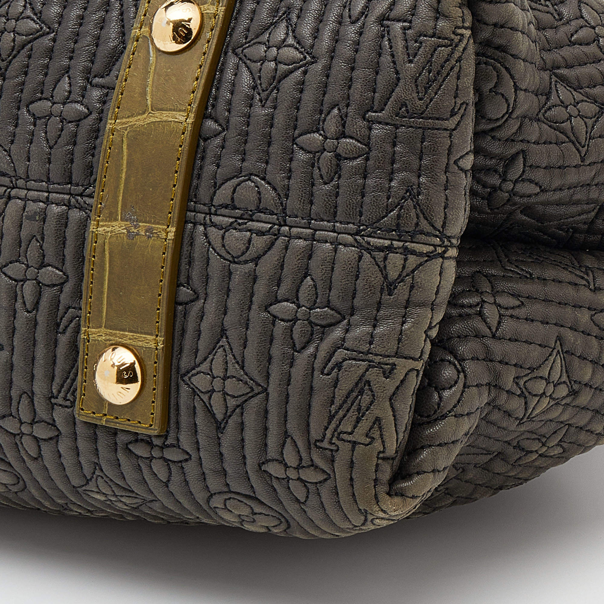 Louis Vuitton Green/Dark Grey Monogram Leather And Alligator Motard Biker Bag  Louis Vuitton