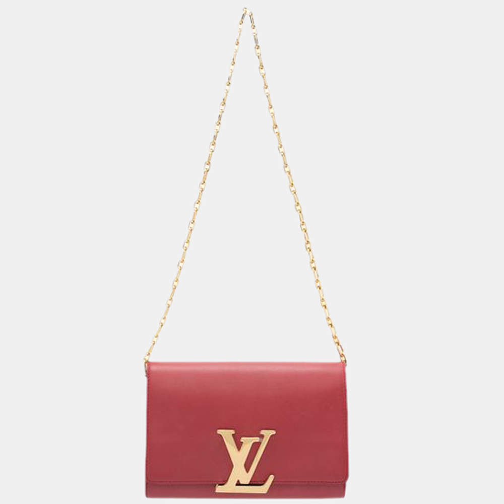 Louis Vuitton Rouge Calfskin Leather Chain Louise MM Bag - Yoogi's