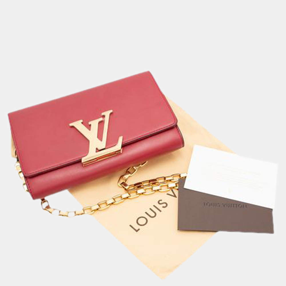 Louis Vuitton Red Calfskin Leather Chain Louise GM Bag Louis Vuitton