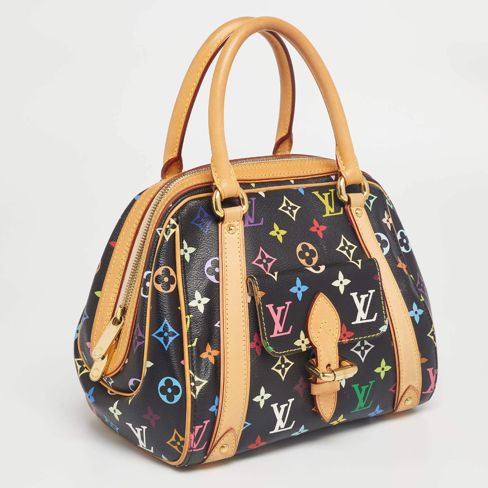 Louis Vuitton Black Monogram Multicolore Canvas Priscilla Bag at