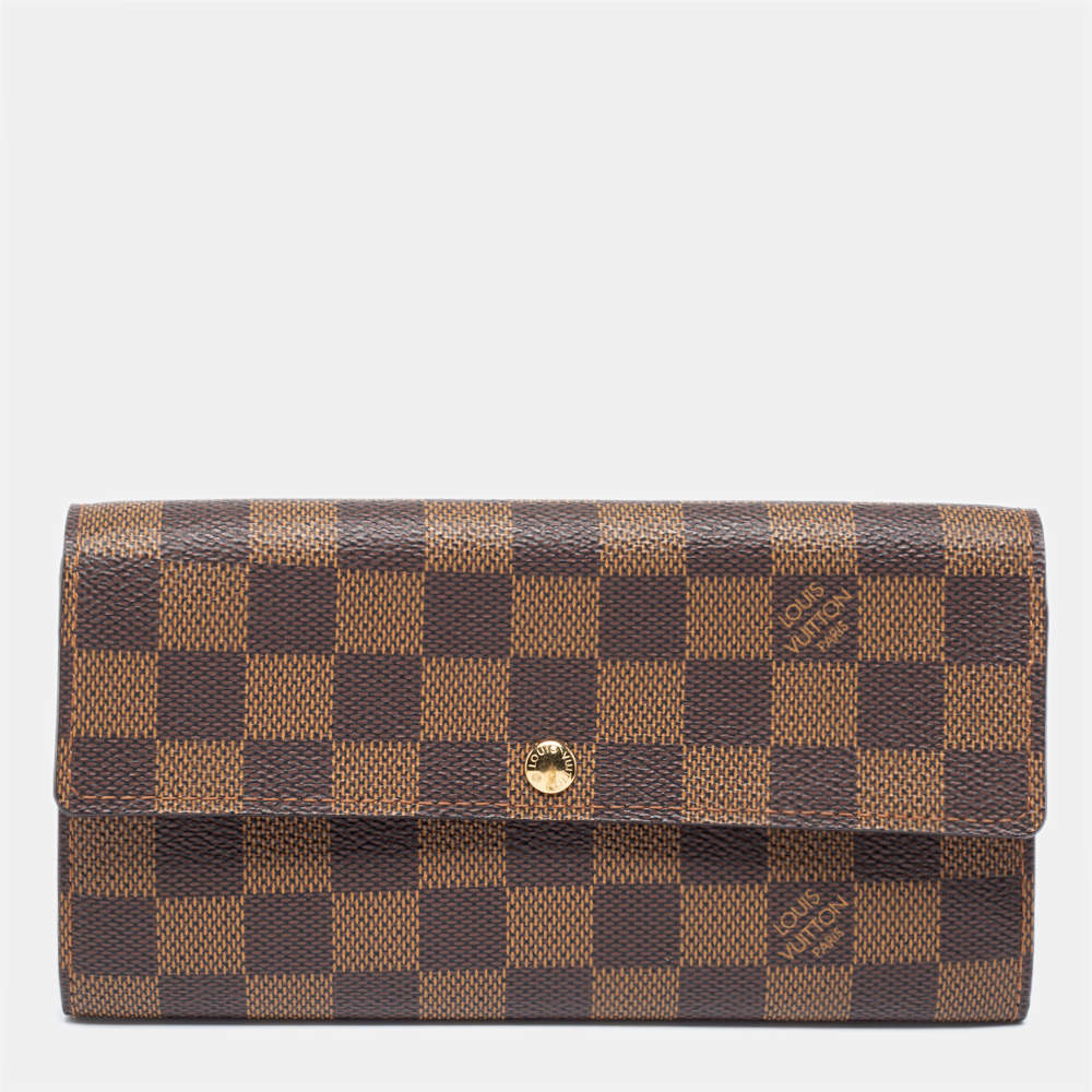 Pre Owned Louis Vuitton Damier Ebene Canvas Sarah Wallet