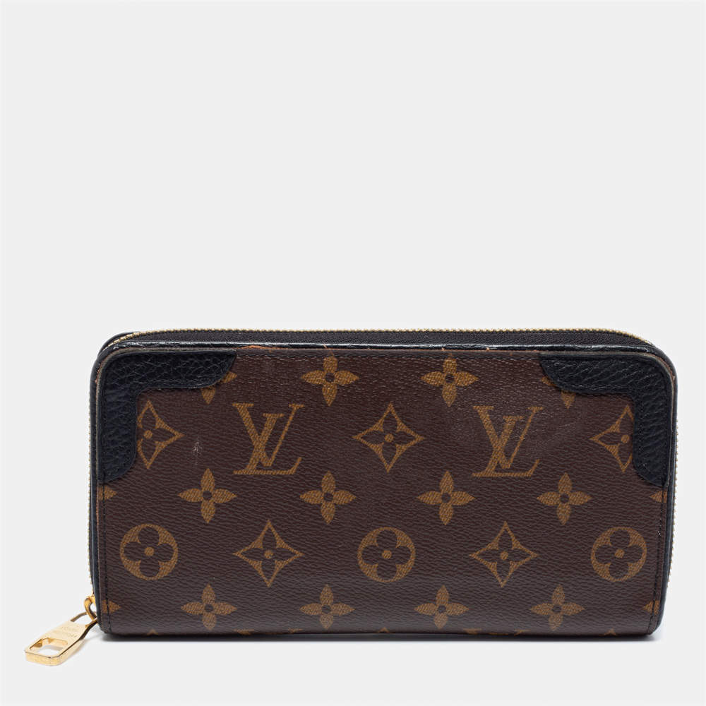 Pre Owned Louis Vuitton Black Monogram Canvas Zippy Retiro Zip Around Wallet