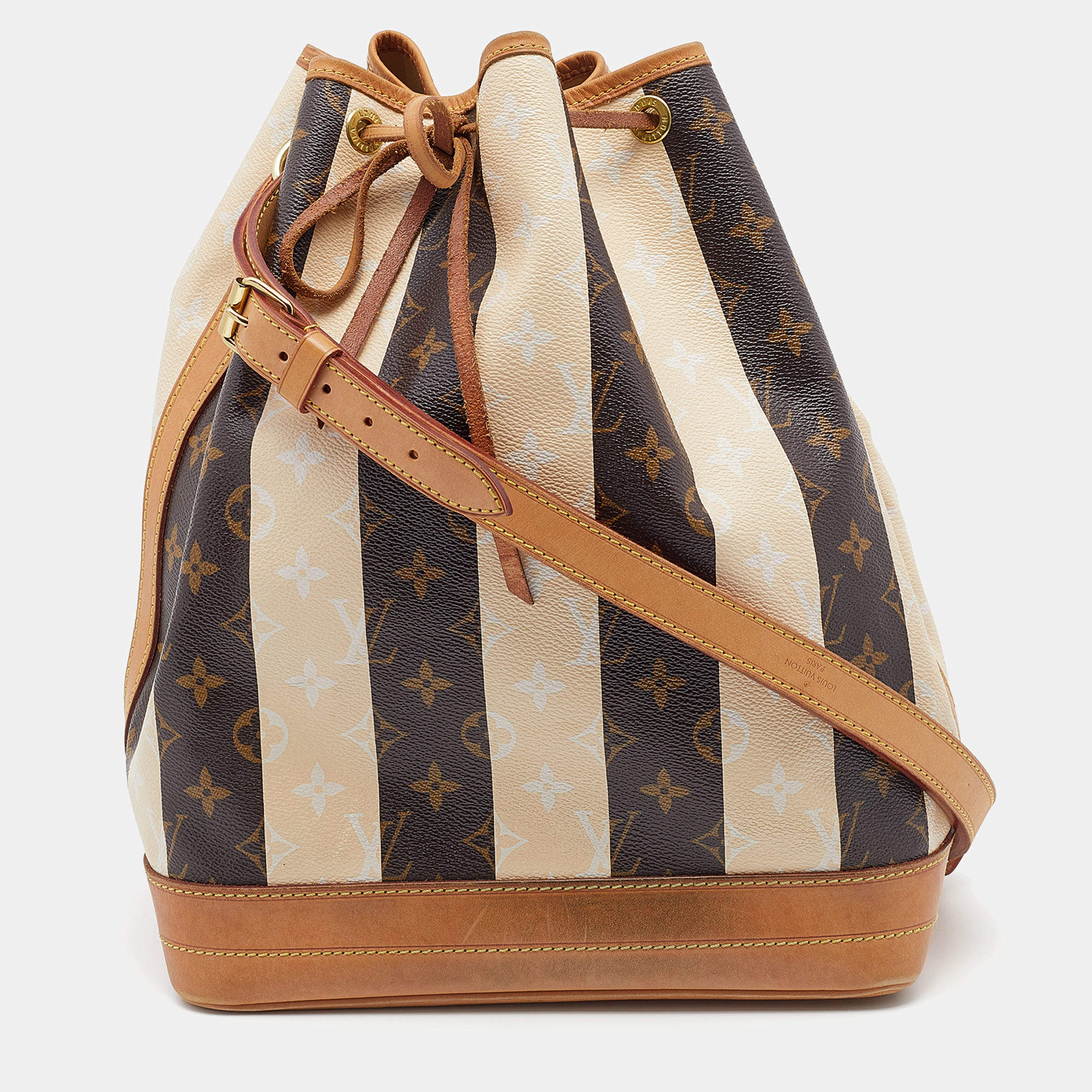 Louis Vuitton Brown Monogram Canvas Limited Edition Rayures Petit Noe Bag