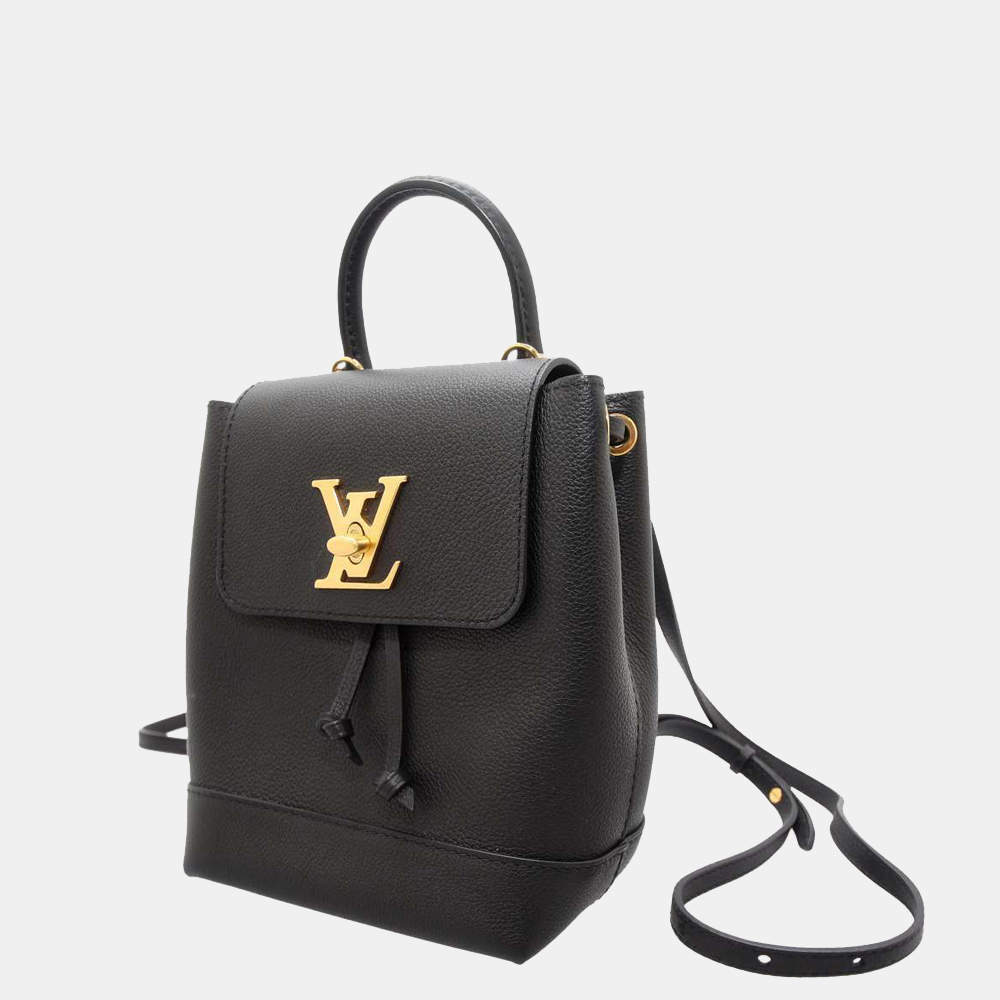 مملوكة مسبقًا Louis Vuitton Black Grained Calf Leather Lockme Backpack 