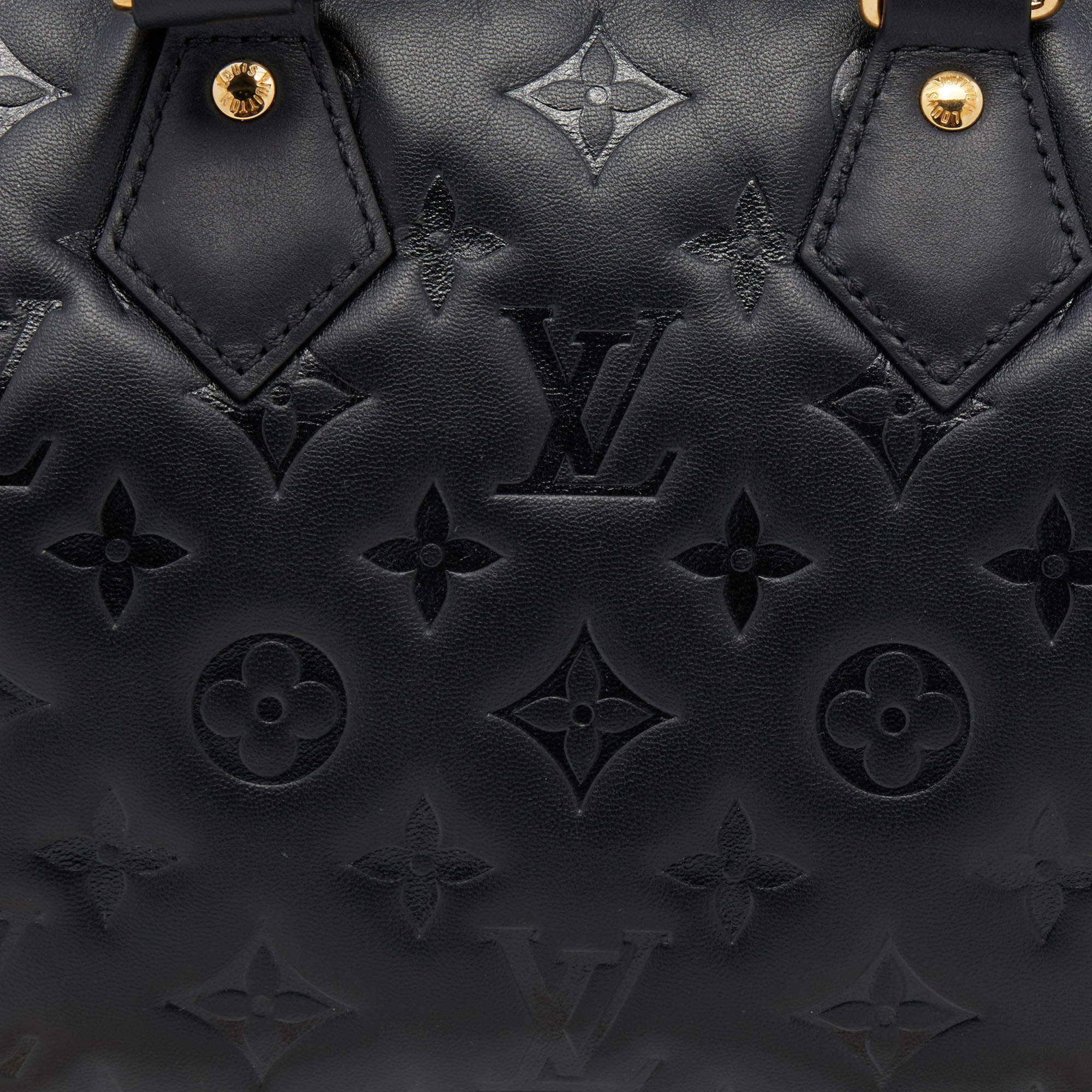 Louis Vuitton Lambskin Speedy Bandouliere 22 Boston Bag Shoulder 3Way Black  M586