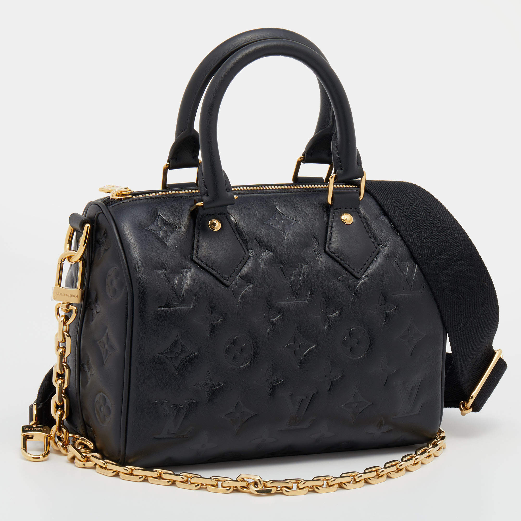 Louis Vuitton Black Monogram Empreinte Speedy Bandouliere 22 Bag - Yoogi's  Closet