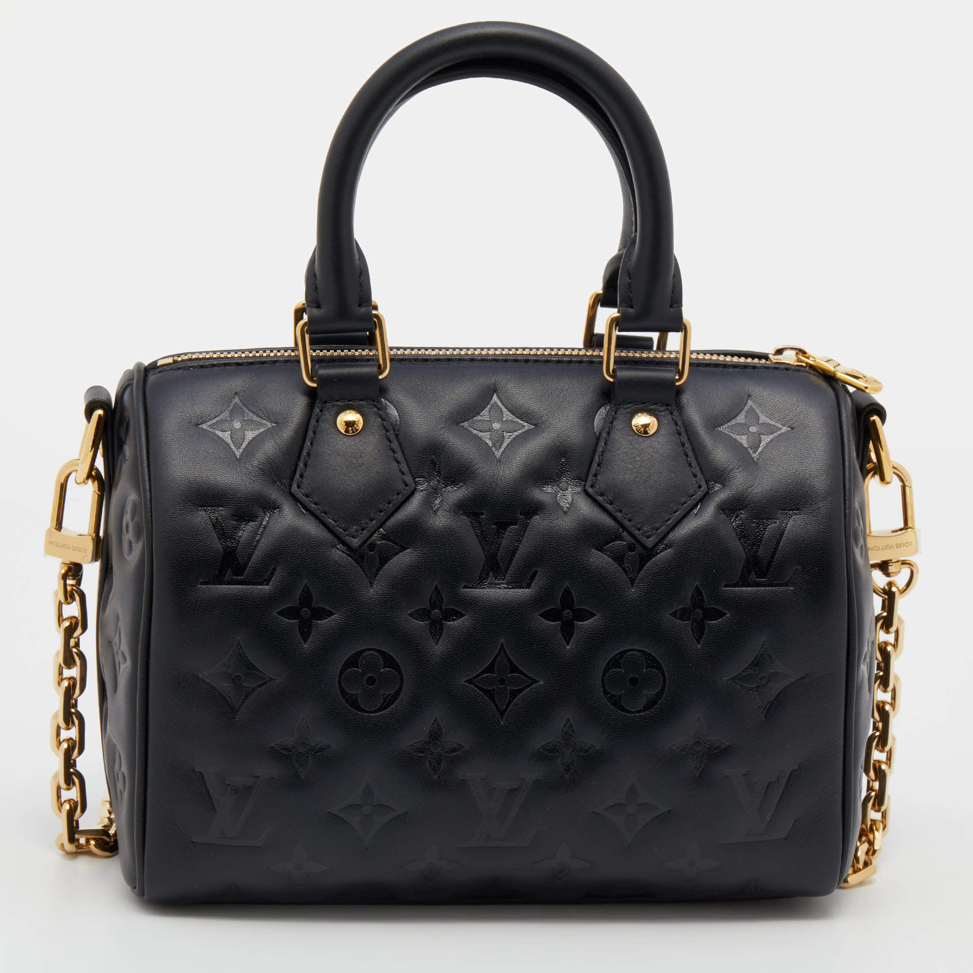 Louis Vuitton Black Monogram Empreinte Speedy Bandouliere 22 Bag - Yoogi's  Closet