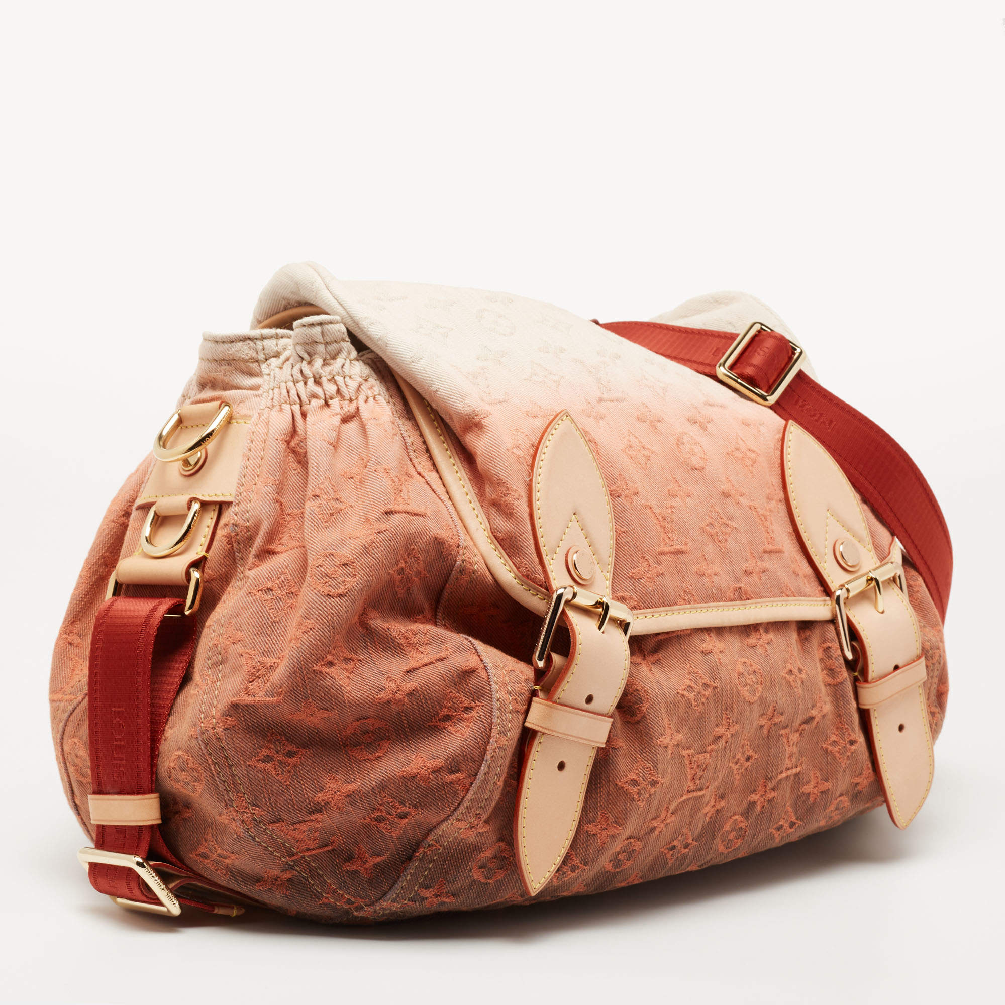 Louis Vuitton Sunrise Denim Shoulder Bag Limited Esition Red Beige