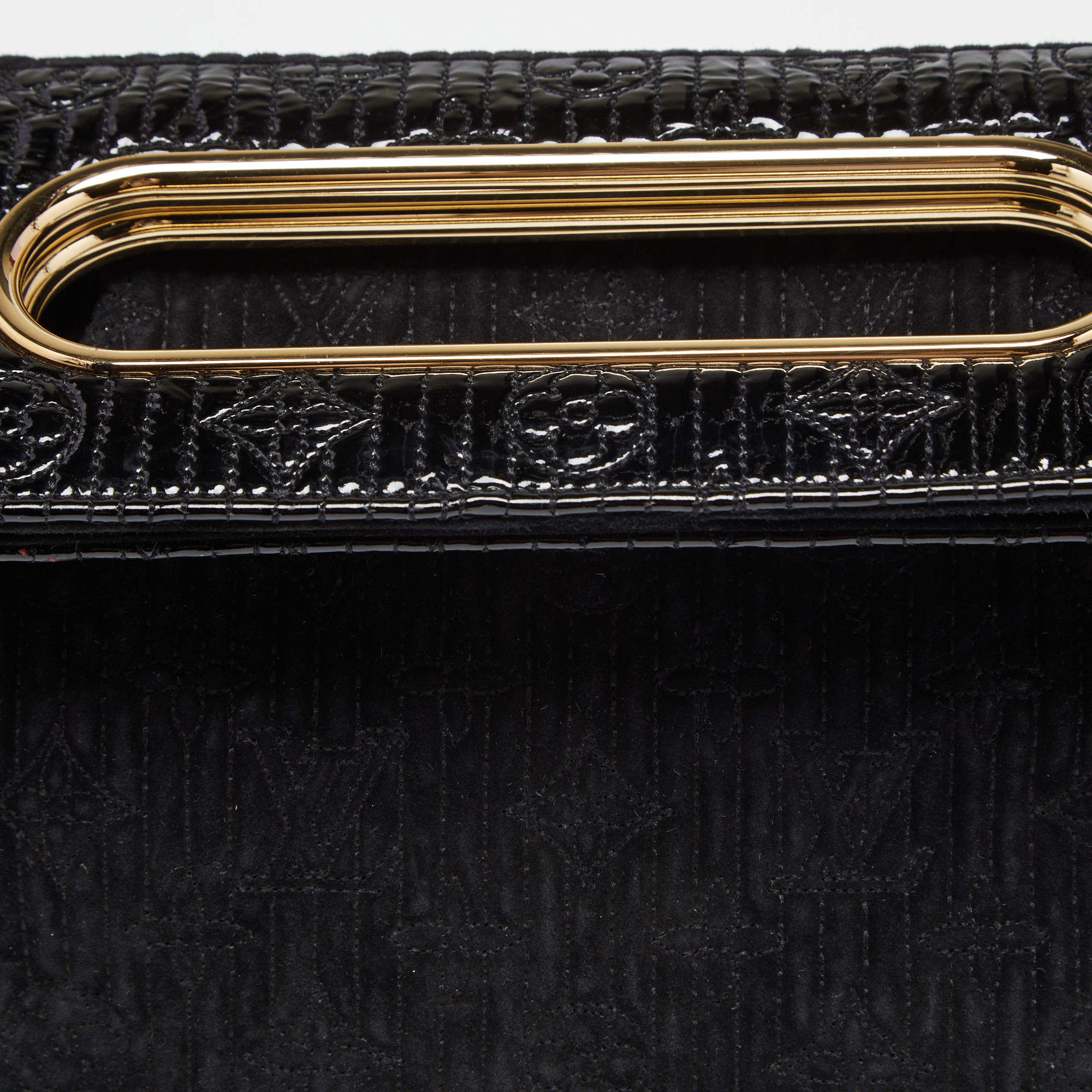 Louis Vuitton Black Limited Edition Powder Monogram Minaudiere Motard Clutch  Bag Golden Metal Cloth Satin ref.592140 - Joli Closet