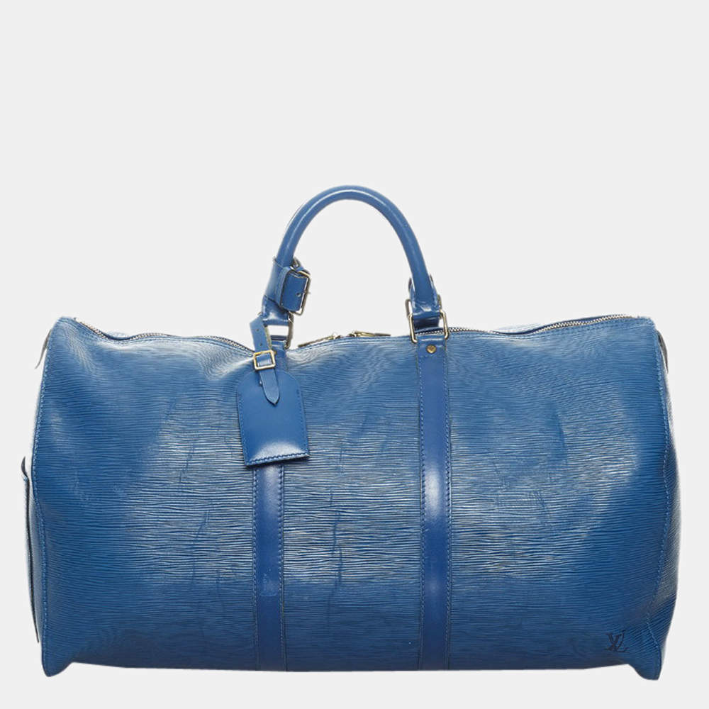 Pre Owned Louis Vuitton Blue Epi Leather Keepall 50 Bag