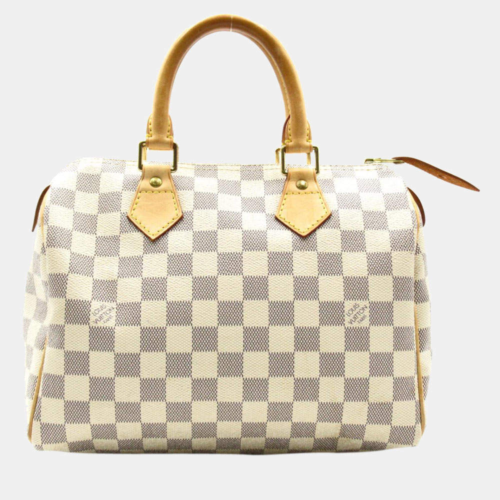 Louis Vuitton White Damier Azur Canvas Speedy 25 Satchel Bag 