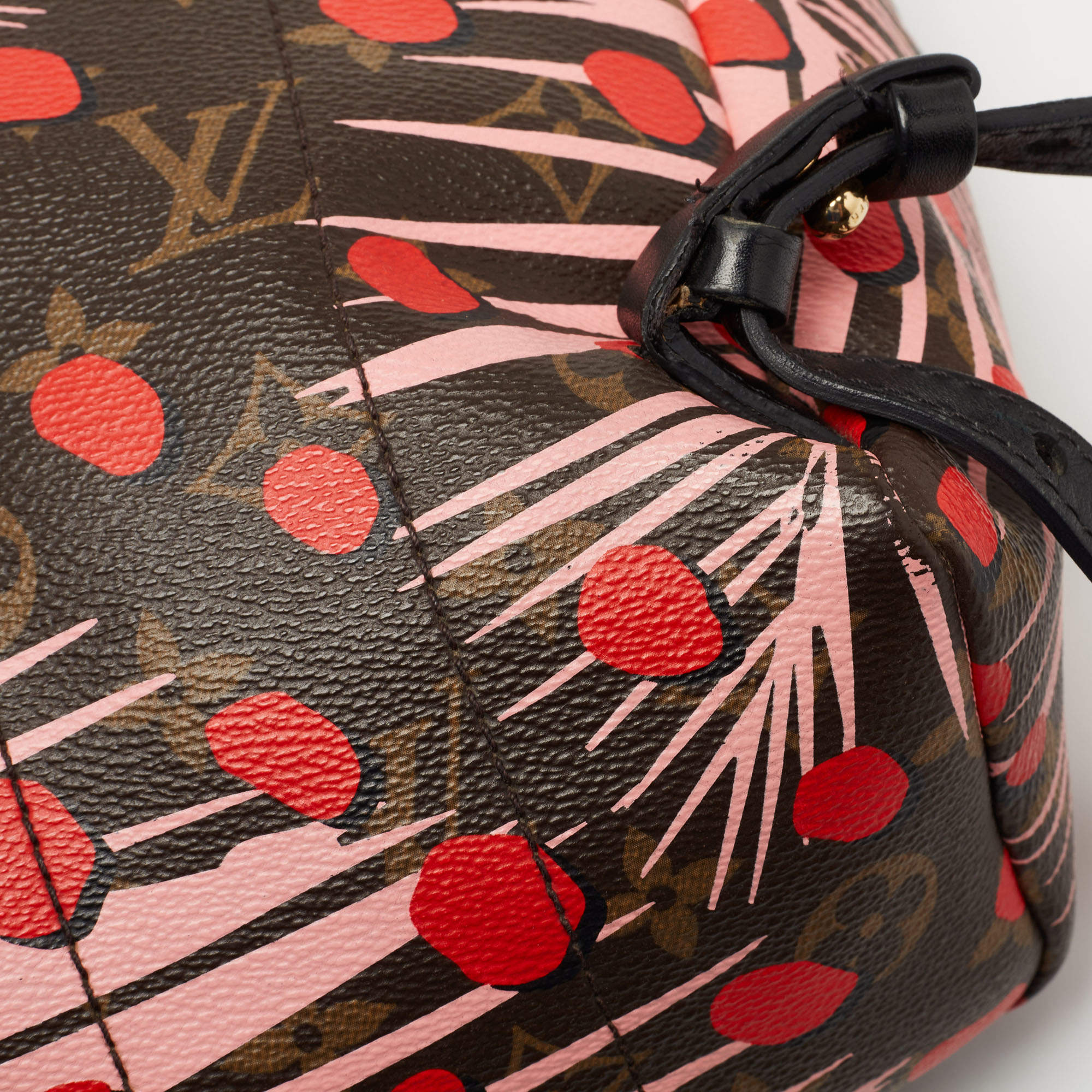 NEW AUTH Louis Vuitton Palm Springs Jungle Dots Coquelicot Denim Neverfull  MM