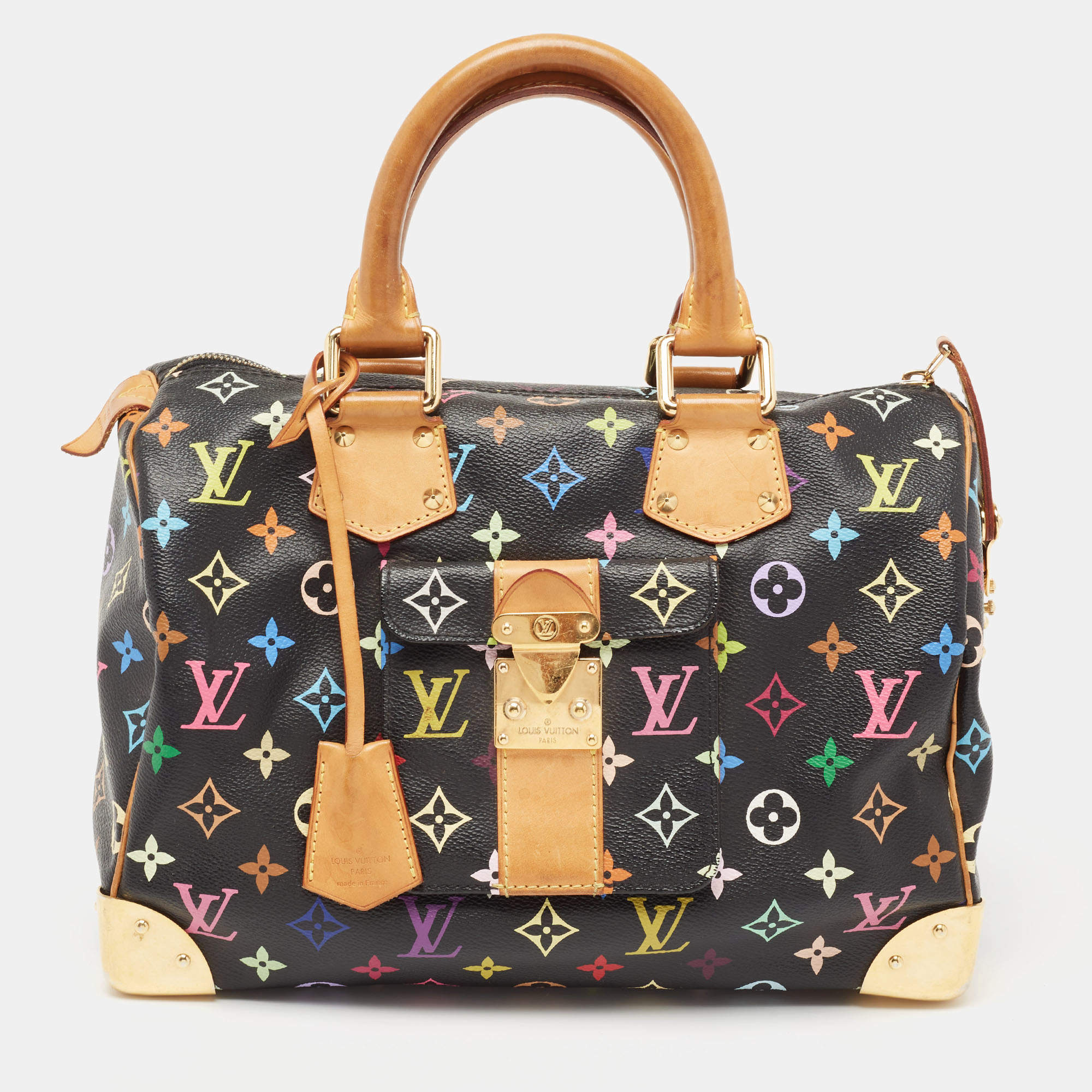 Pre Owned Louis Vuitton Black Monogram Multicolore Canvas Speedy 30 Bag