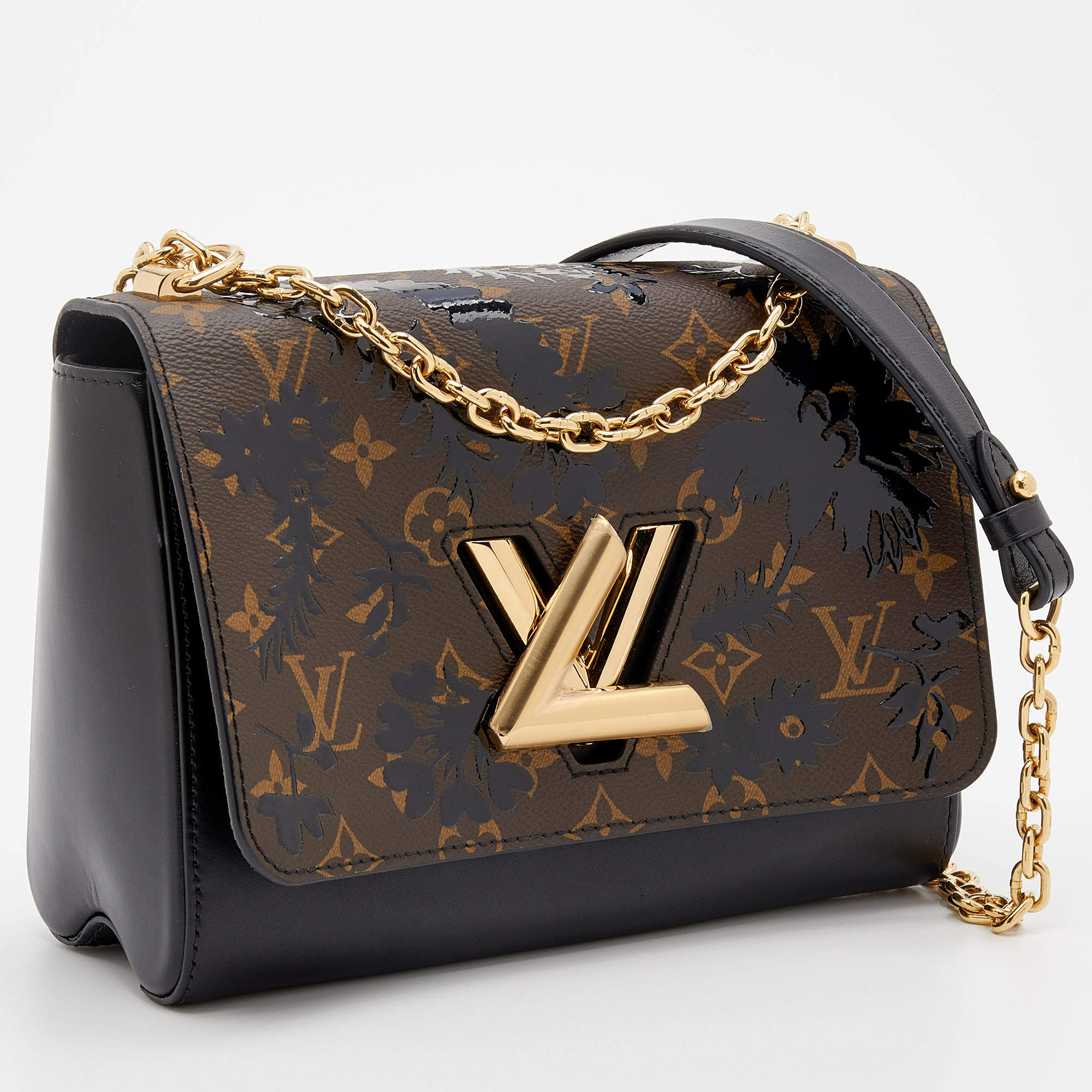 Louis Vuitton Twist Handbag MM in Blossom Monogram Noir, Luxury