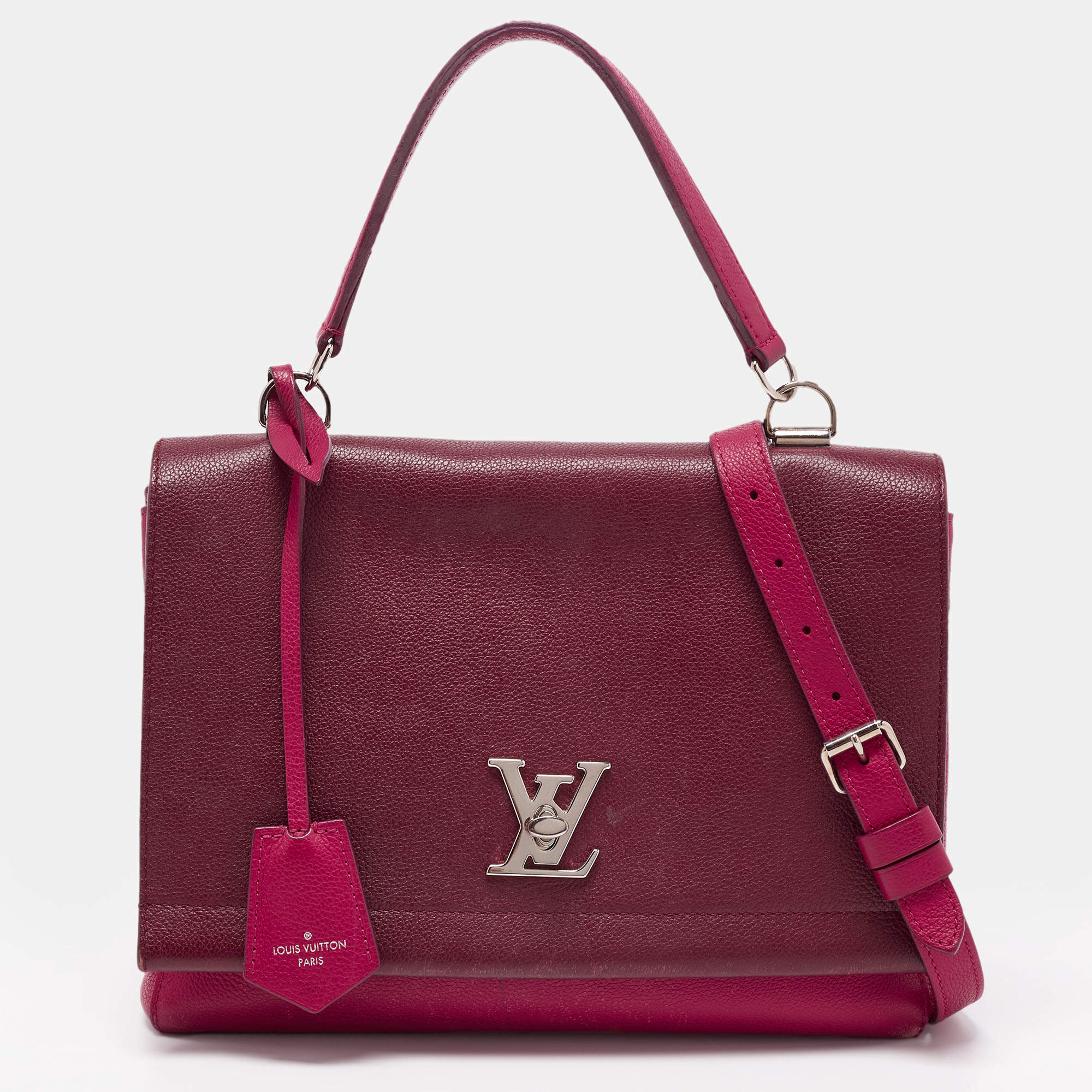 Pre Owned Louis Vuitton Fuchsia/Flamme Leather Lockme II Bag