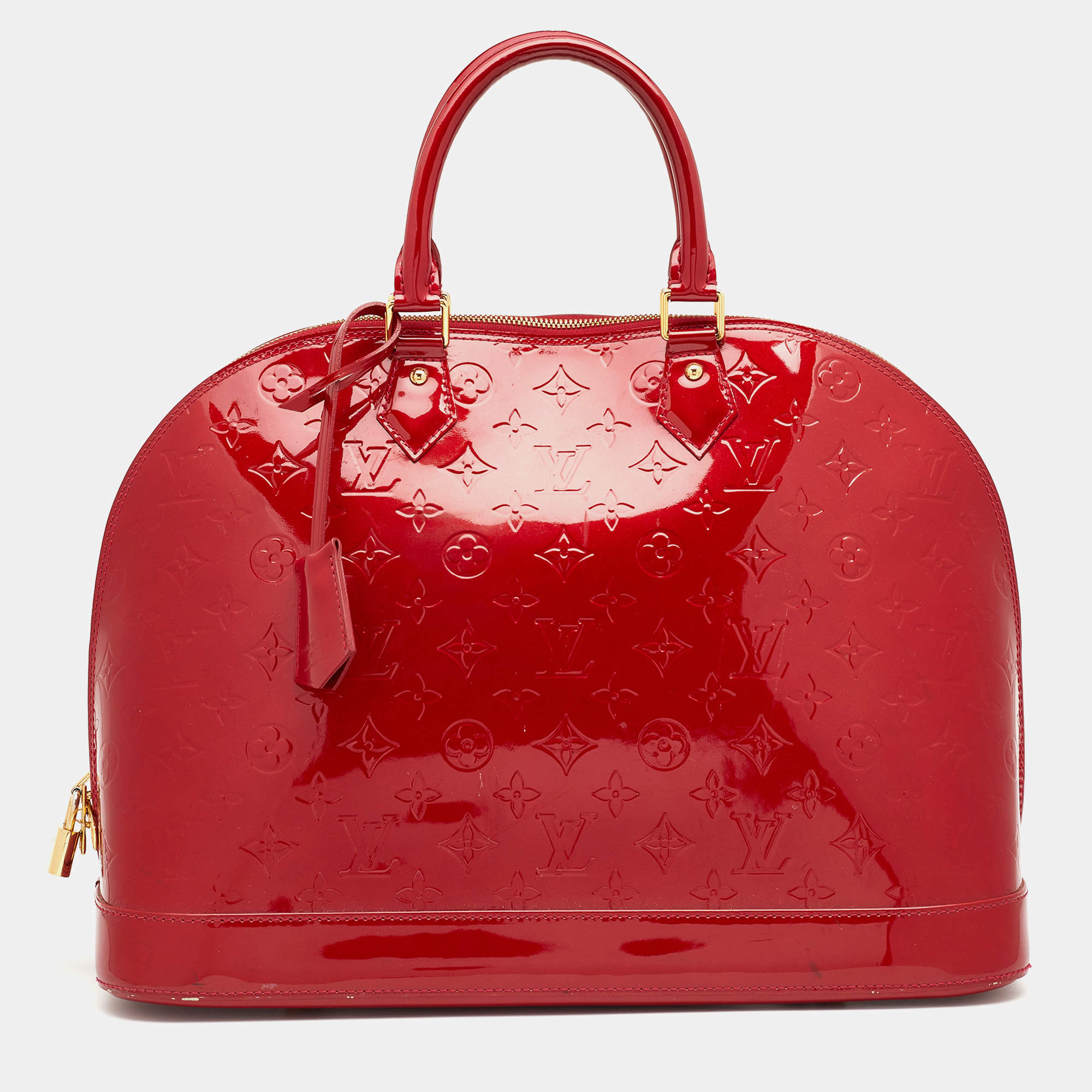 Pre Owned Louis Vuitton Pomme D’amour Monogram Vernis Alma GM Bag