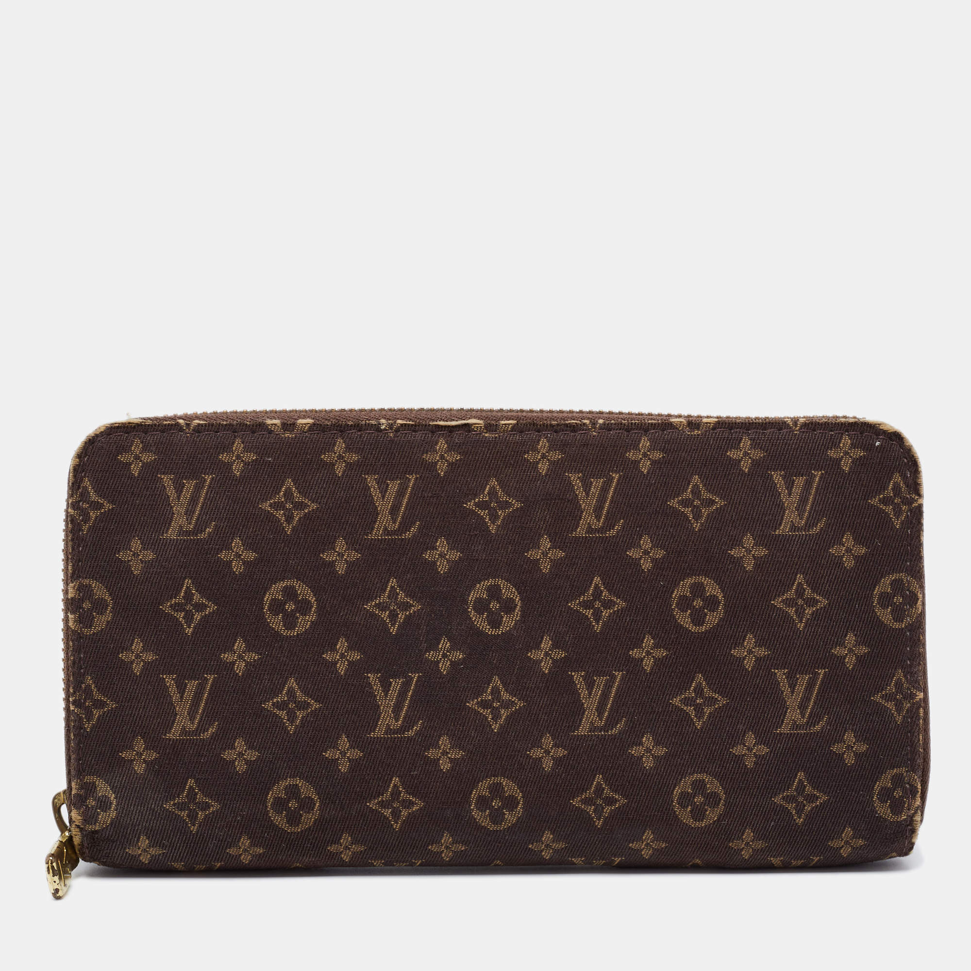 مملوكة مسبقًا محفظة غوتشي زيبي مونوغرام إيديل بني