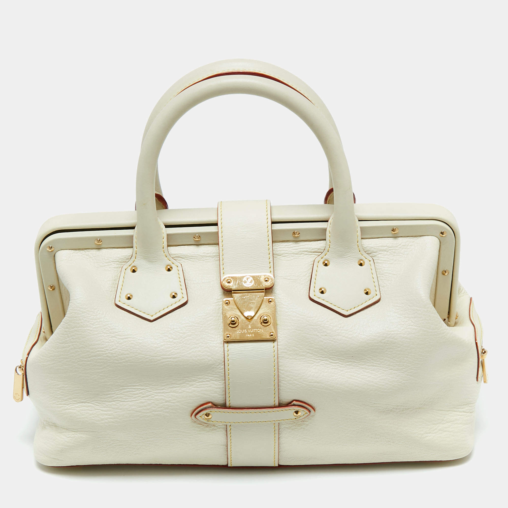 Pre Owned Louis Vuitton Off White Suhali Leather Lingenieux PM Bag