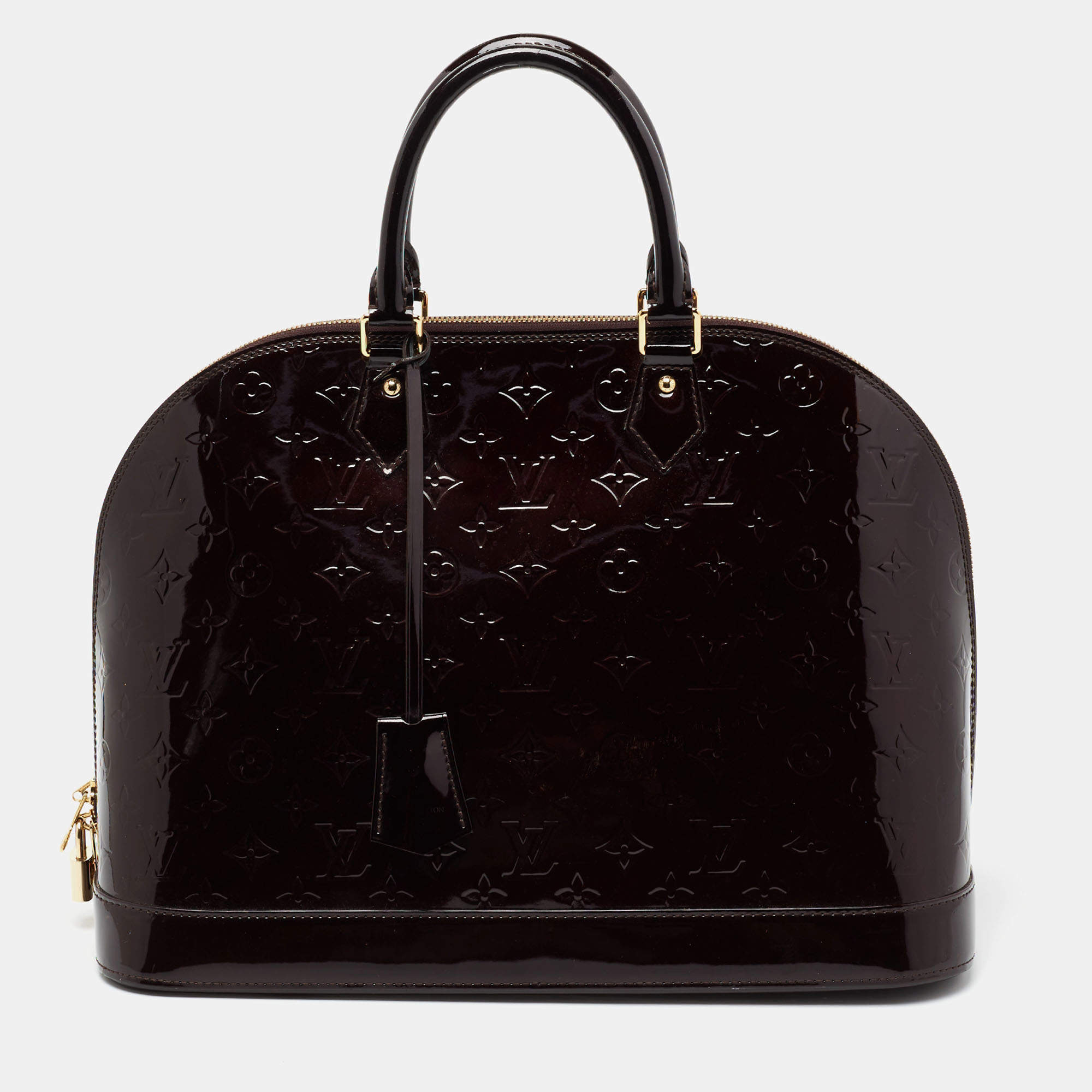 Pre Owned Louis Vuitton Amarante Monogram Vernis Alma GM Bag