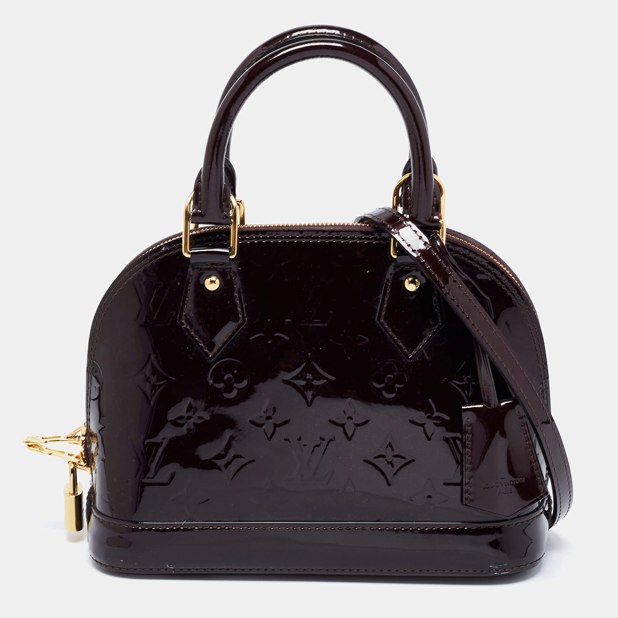Pre Owned Louis Vuitton Amarante Monogram Vernis Alma BB Bag