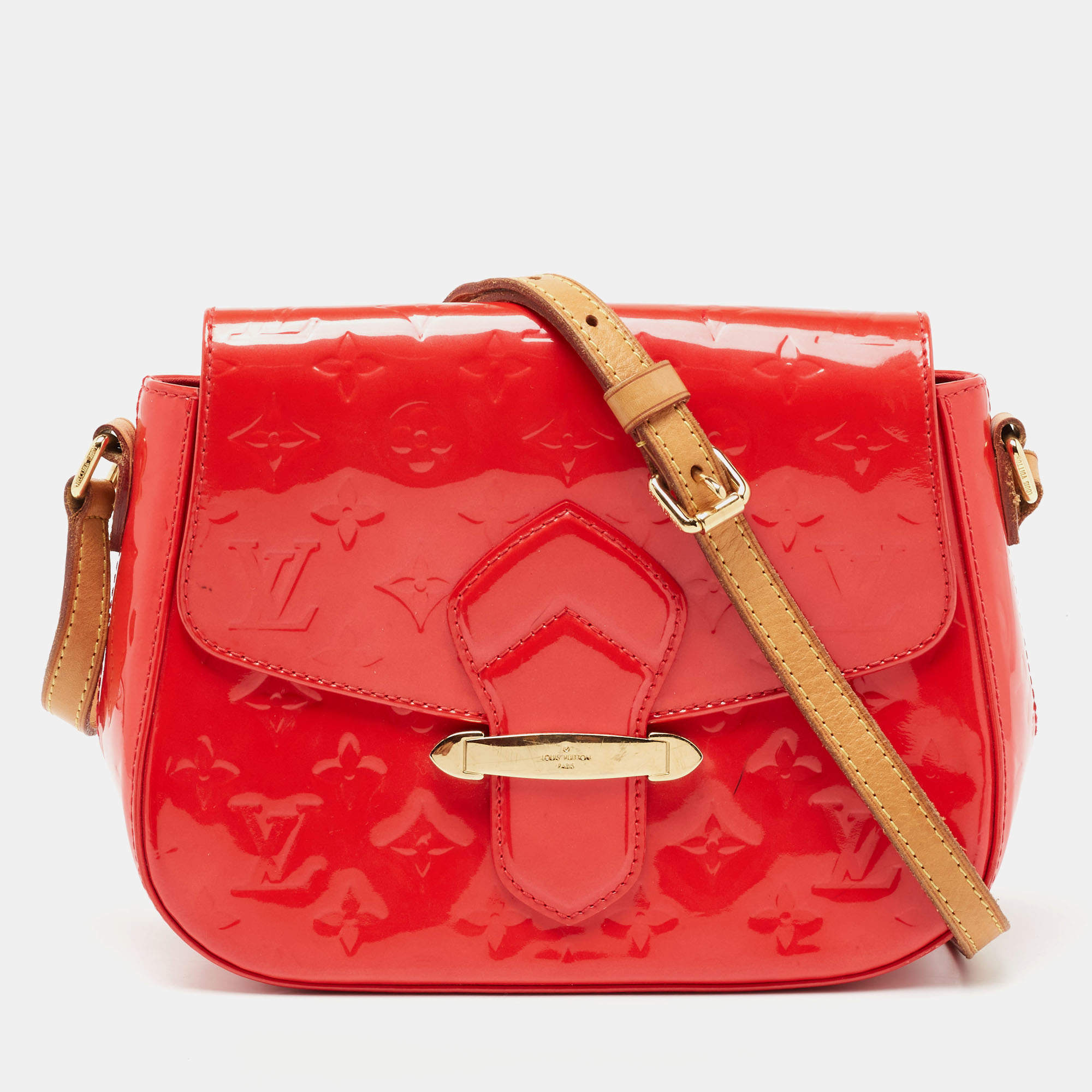 Pre Owned Louis Vuitton Rouge Grenadine Monogram Vernis Bellflower GM Bag