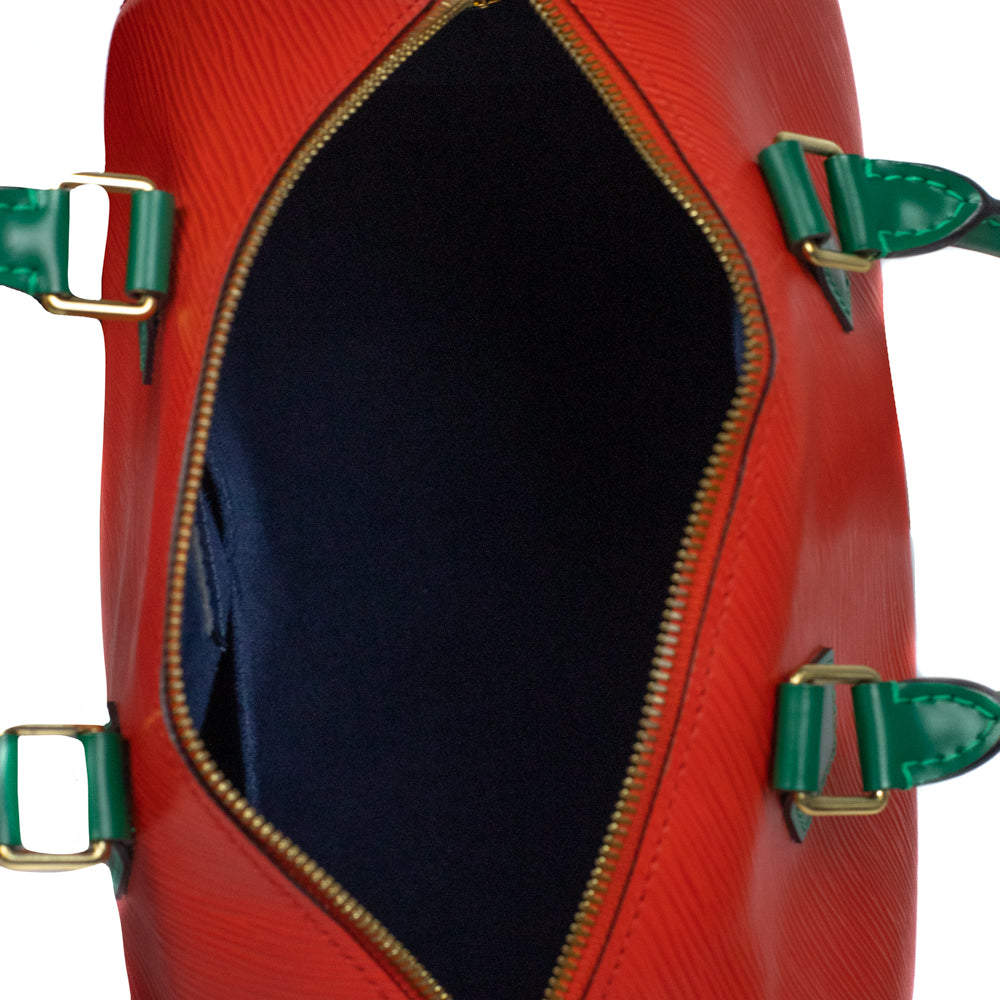 Speedy bandoulière cloth handbag Louis Vuitton Green in Cloth - 22599843