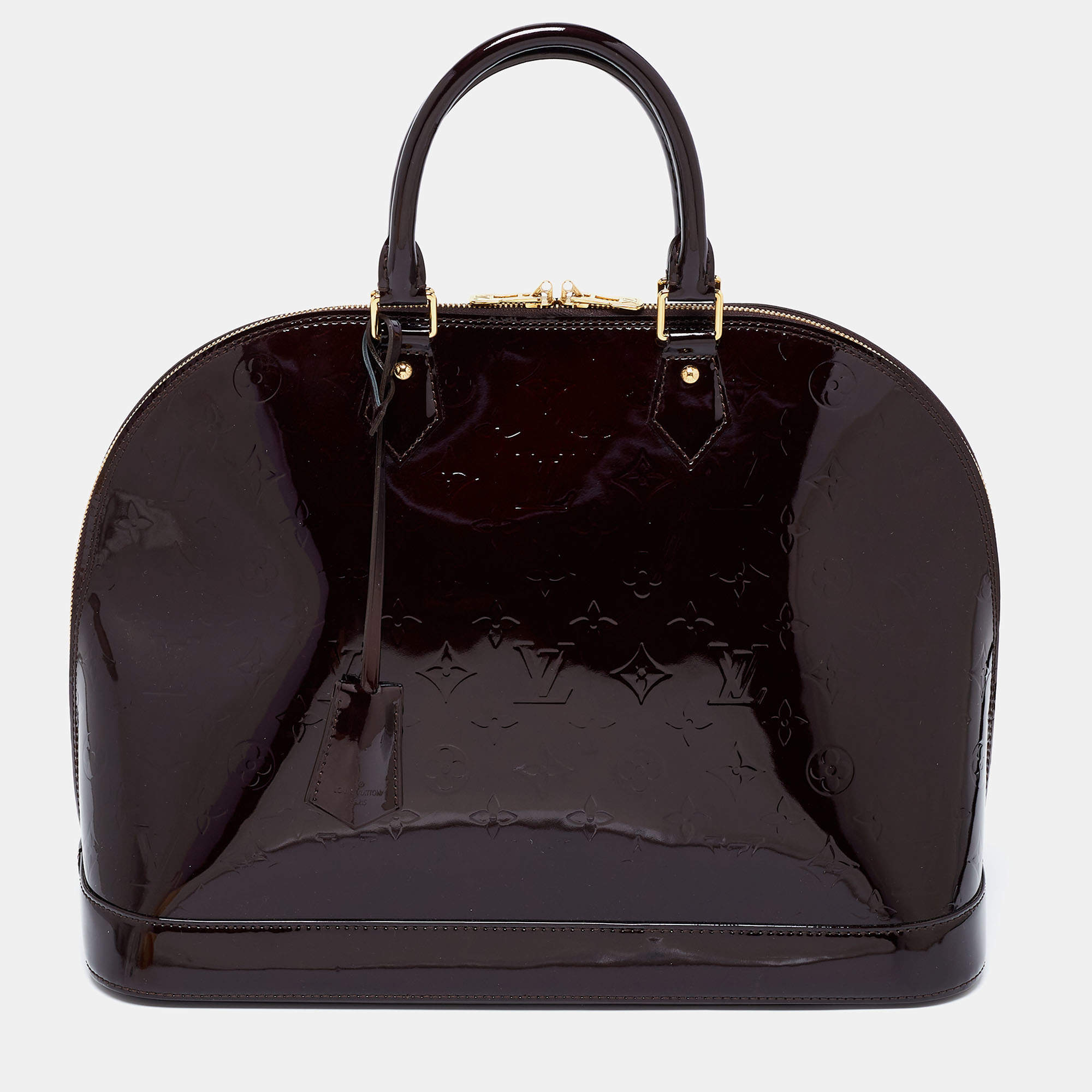 Pre Owned Louis Vuitton Amarante Monogram Vernis Alma GM Bag