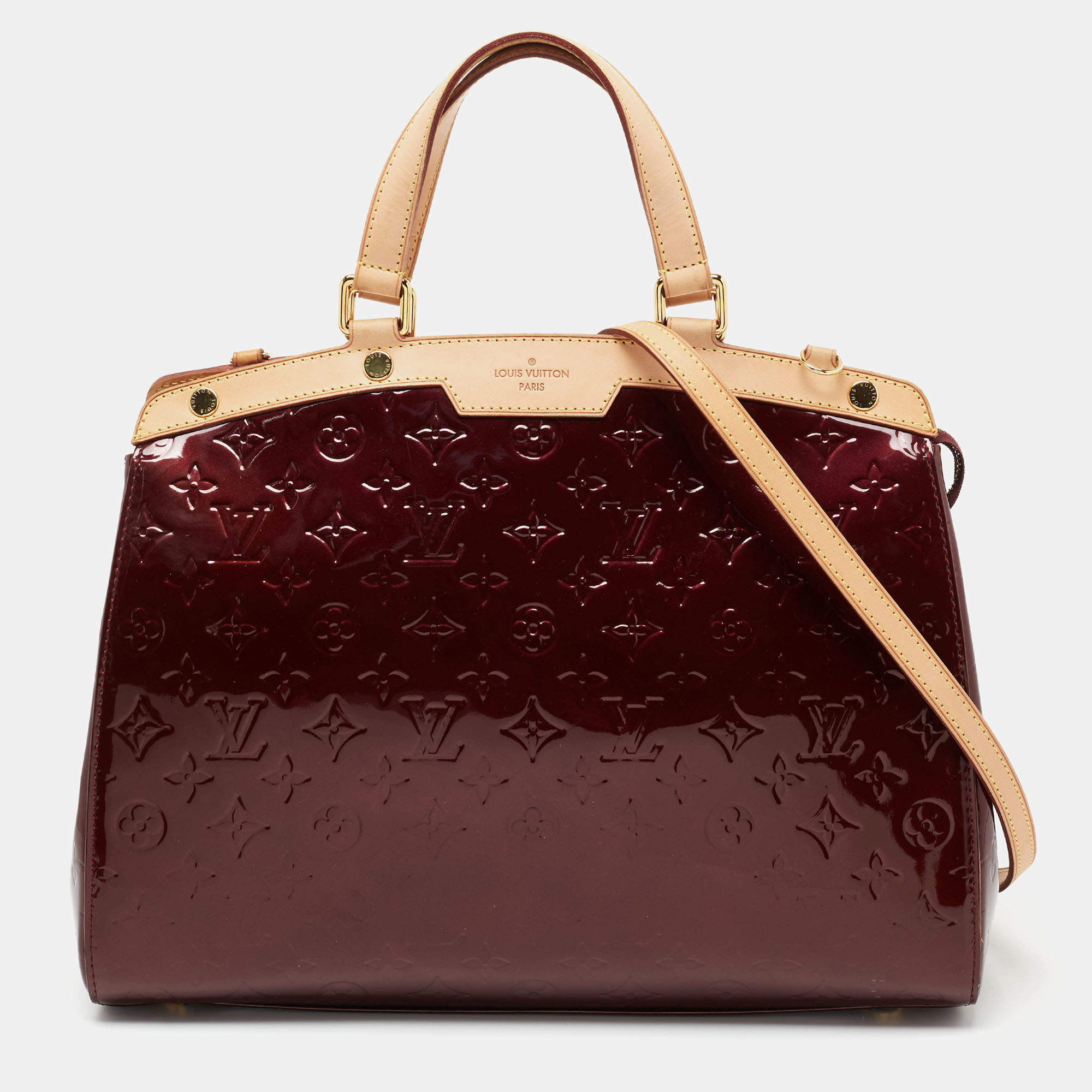 Pre Owned Louis Vuitton Rouge Fauviste Monogram Vernis Brea GM Bag