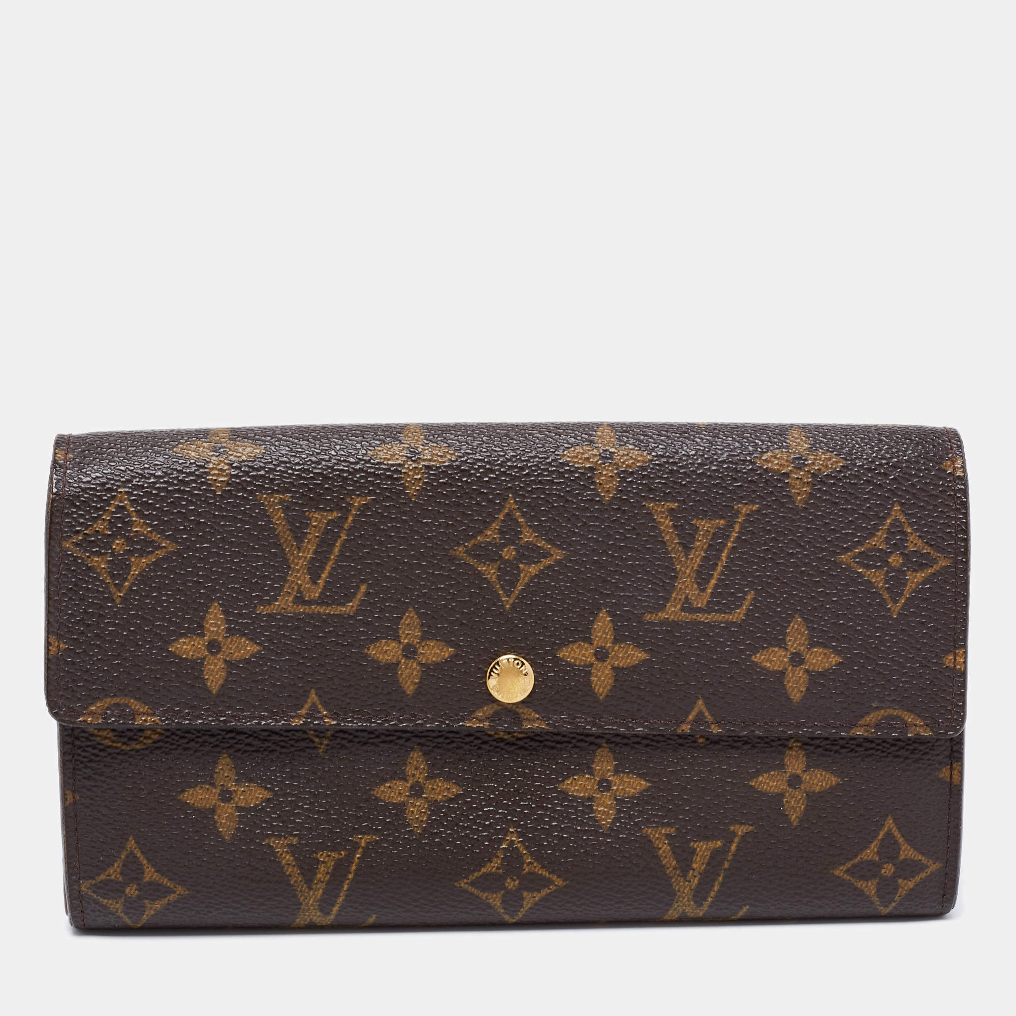 Pre Owned محفظة لوي فيتون سارا كانفاس مونوغرامي بني