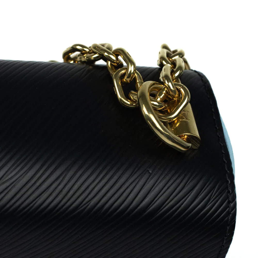 LOUIS VUITTON Epi Twist Triple Chain Shoulder Bag MM Black 1288378