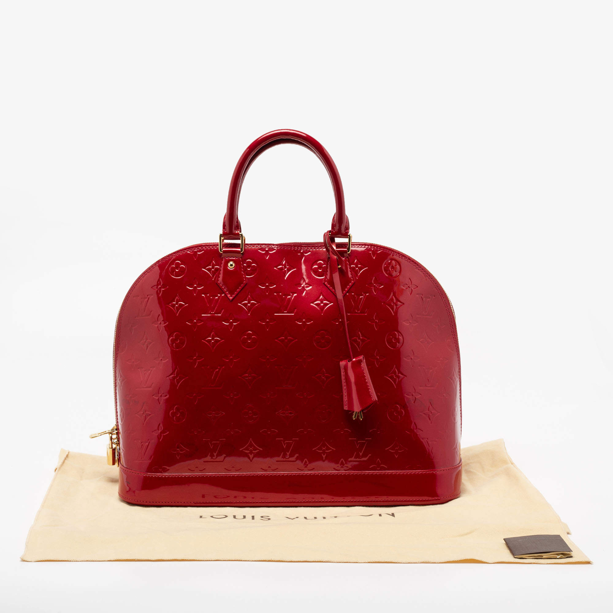 Louis Vuitton Alma Vernis GM Pomme D'AM Monogram Handbag M93596 Vintage w  Papers
