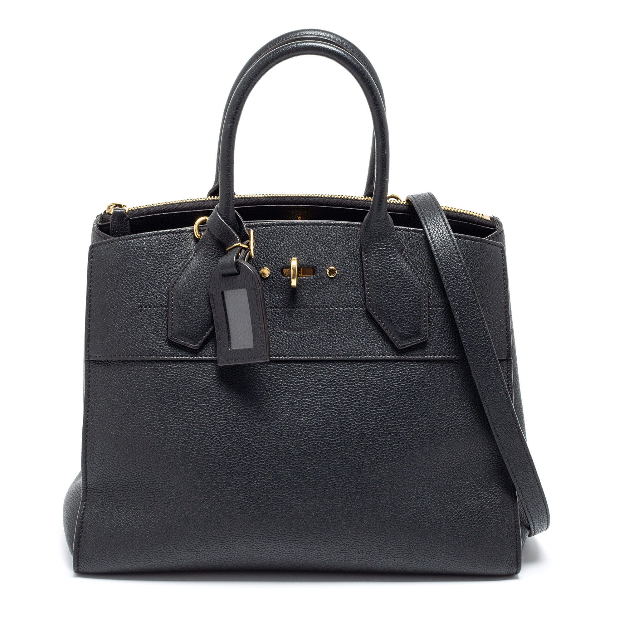 Louis Vuitton City Steamer Handbag Damier Tressage Monogram Canvas and  Leather MM Black 21664020