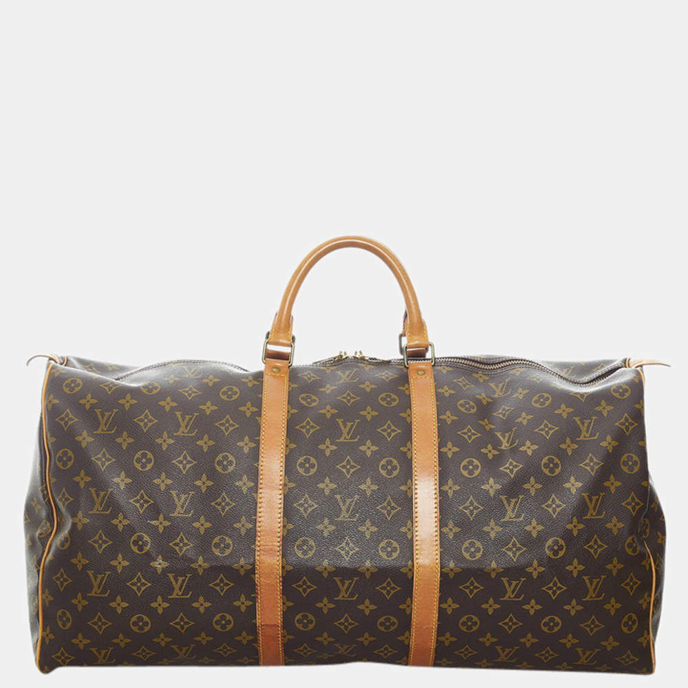 Pre Owned Louis Vuitton Brown Monogram Keepall 60 Bag