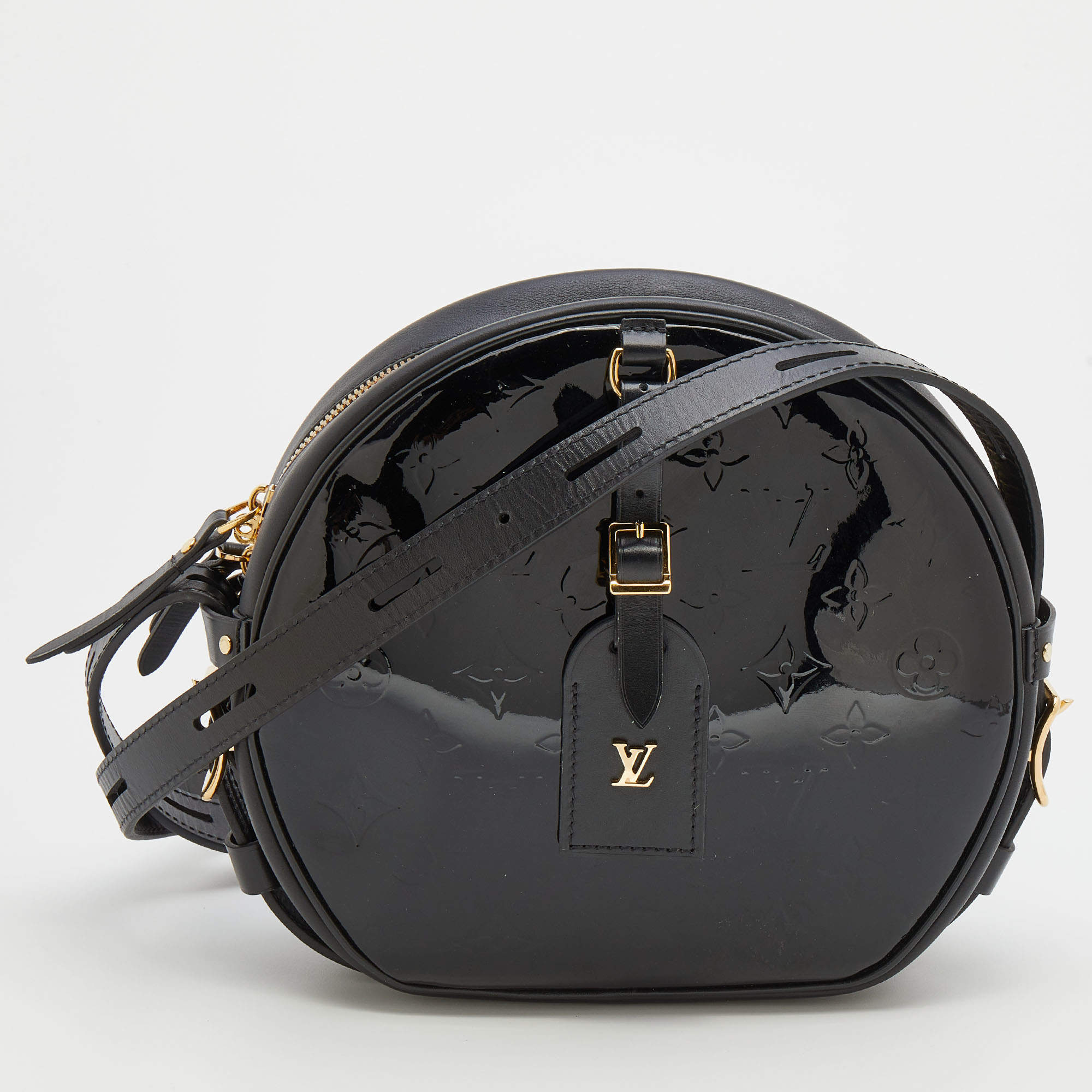 Louis Vuitton Black Vernis and Leather Boite Chapeau Souple MM Bag