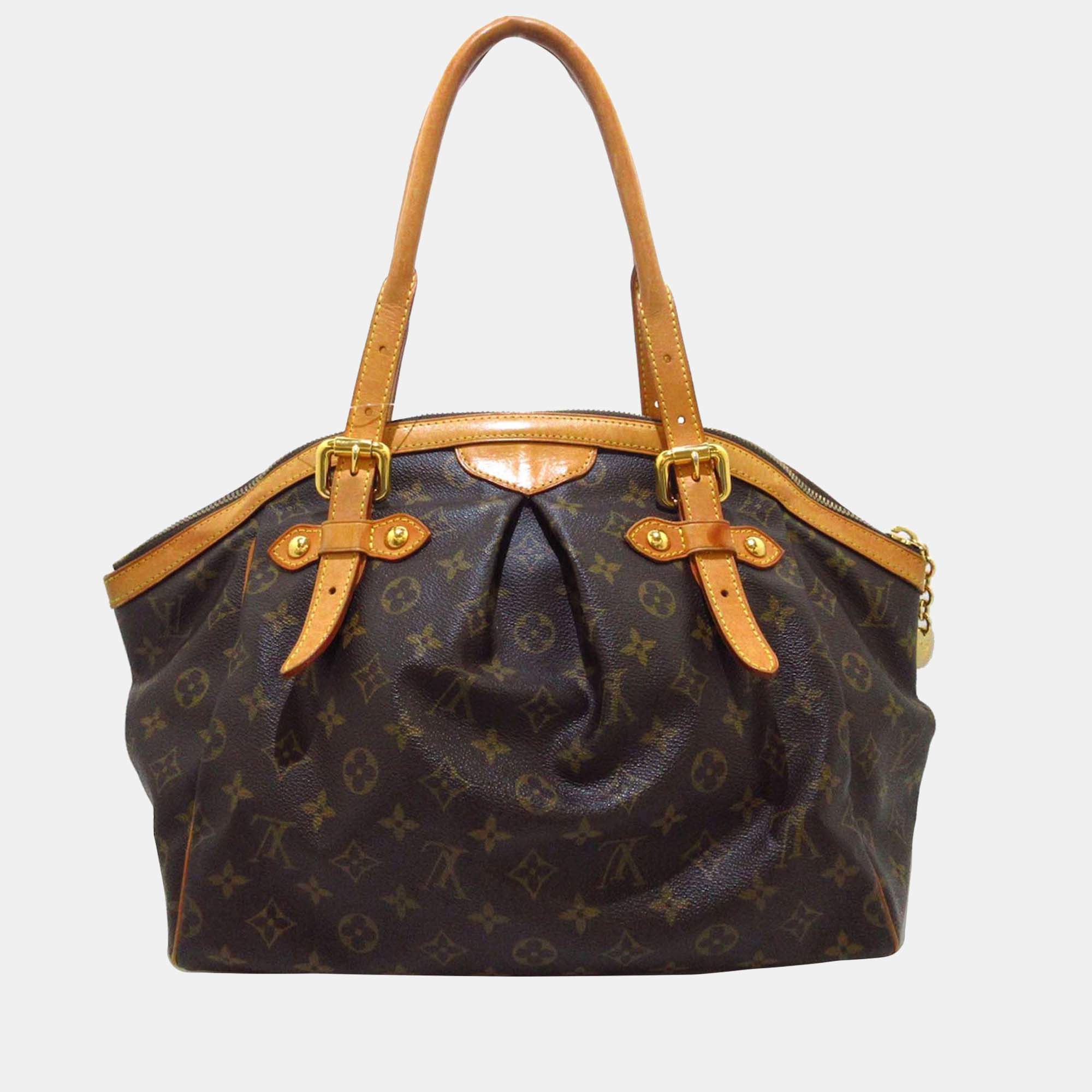 LV Tivoli GM Brown Monogram Canvas with Leather and Gold Hardware