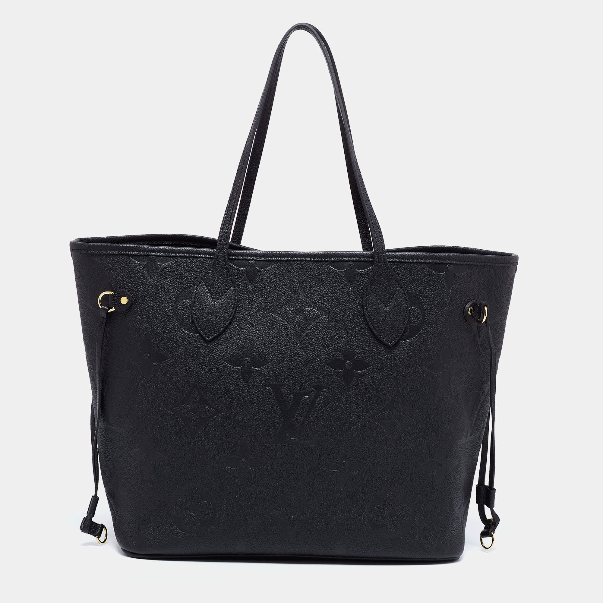 Louis Vuitton Black Monogram Giant Empreinte Leather Neverfull MM Bag