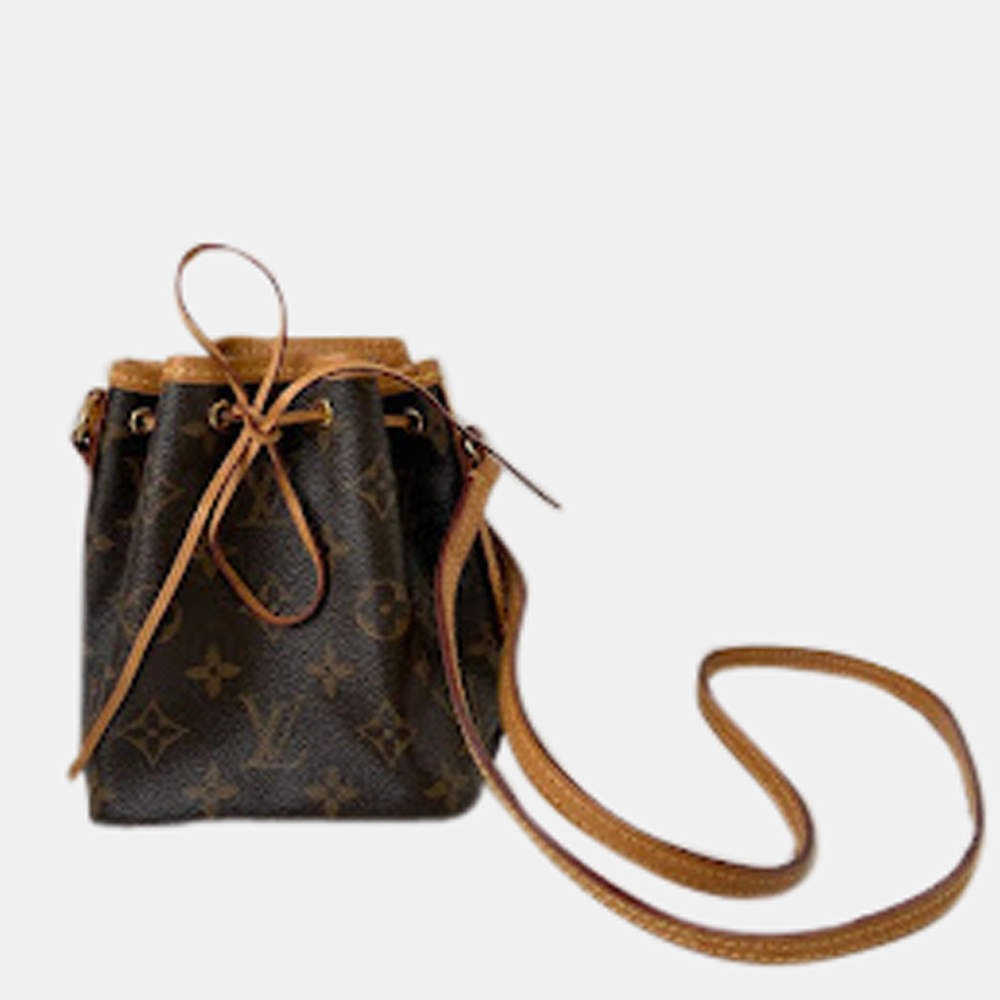 Louis Vuitton Brown Monogram Mini Lin Petit Bucket Bag – The Closet