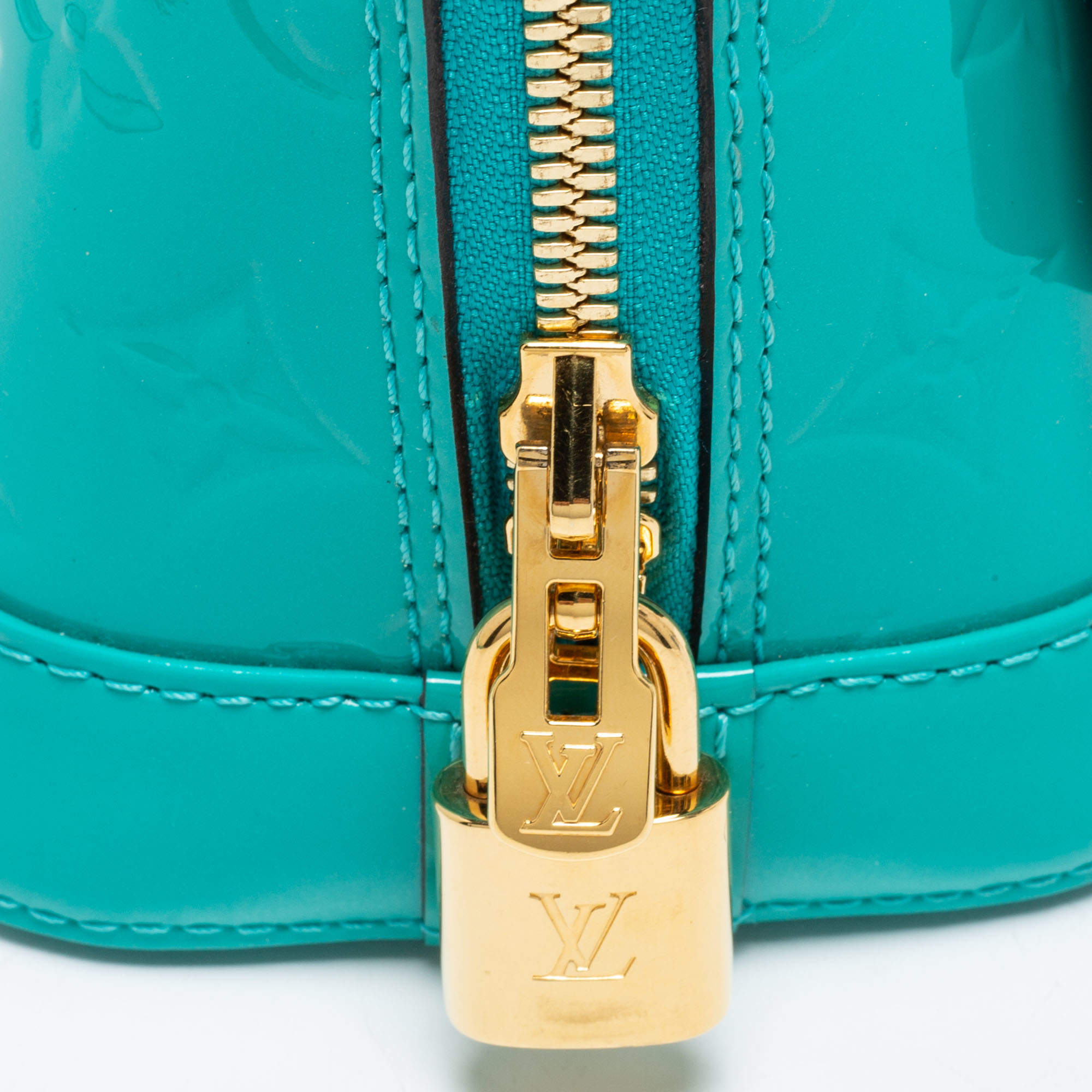 Louis Vuitton, Bags, Rarelouis Vuitton Alma Bbbleu Lagon Vernis Handbag  Purse Blue Lagoon Teal