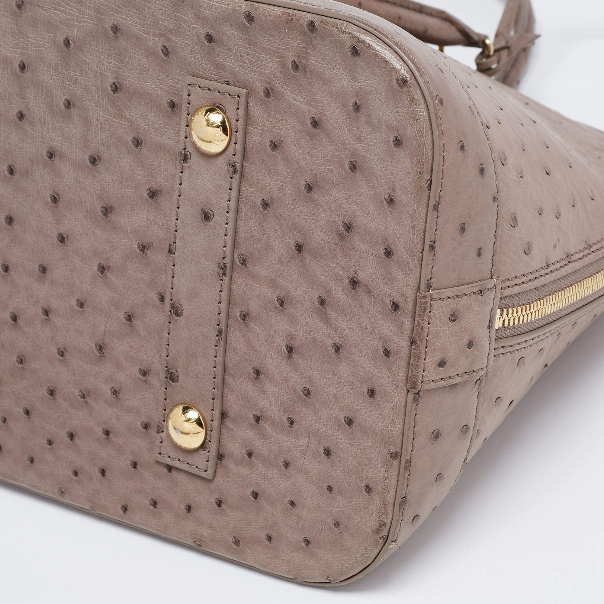 Louis Vuitton Gris Ostrich Leather Alma GM Bag - Yoogi's Closet