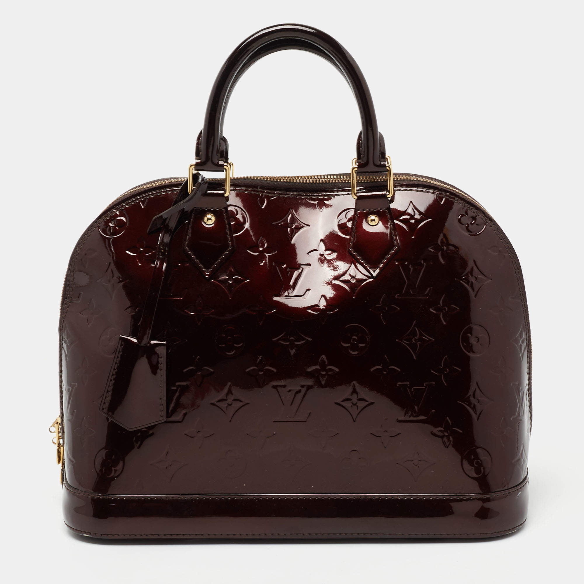 Pre Owned Louis Vuitton Amarante Monogram Vernis Leather Alma PM Bag